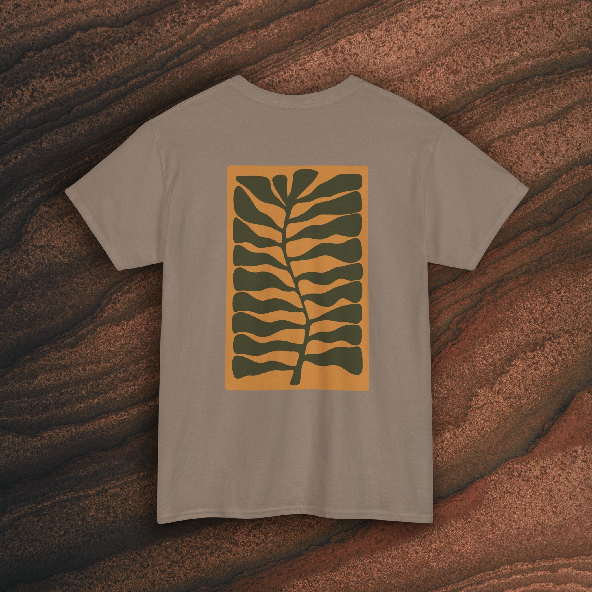 Unisex Heavy Cotton T-Shirt — Botanical Leaf Print