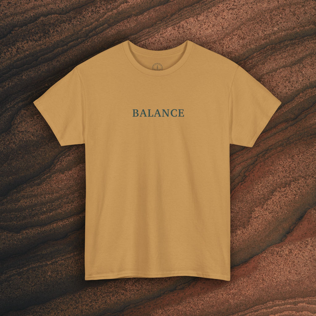 Balance T-Shirt — Minimal Balancing Stones Design