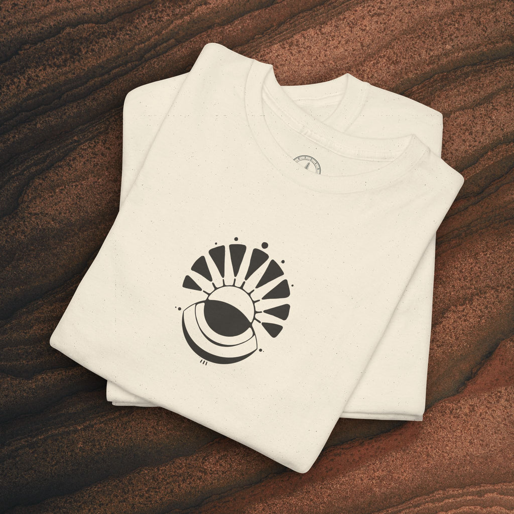 Nature Graphic Tee — Surf, Trees & Sun Vintage Panel Design