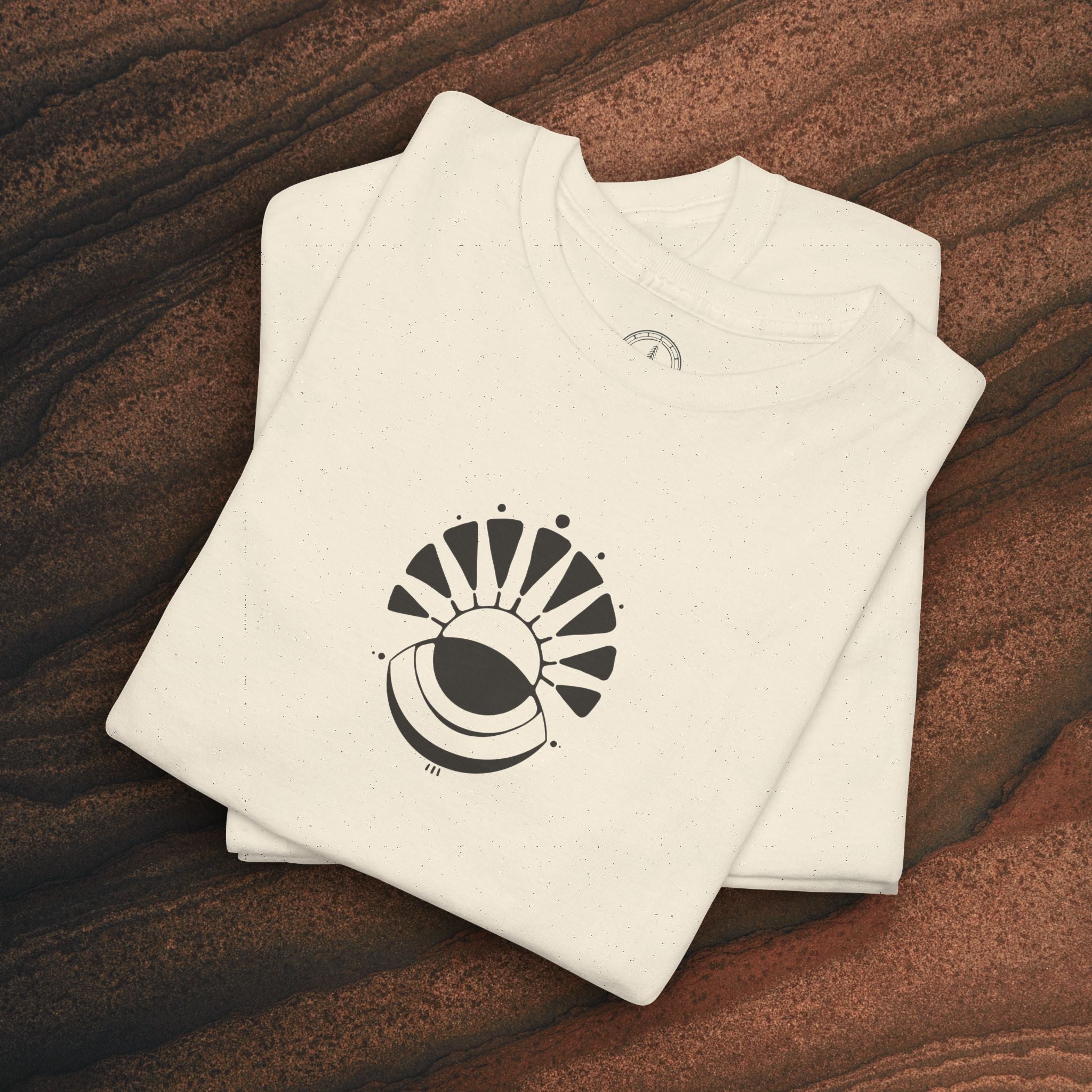Nature Graphic Tee — Surf, Trees & Sun Vintage Panel Design