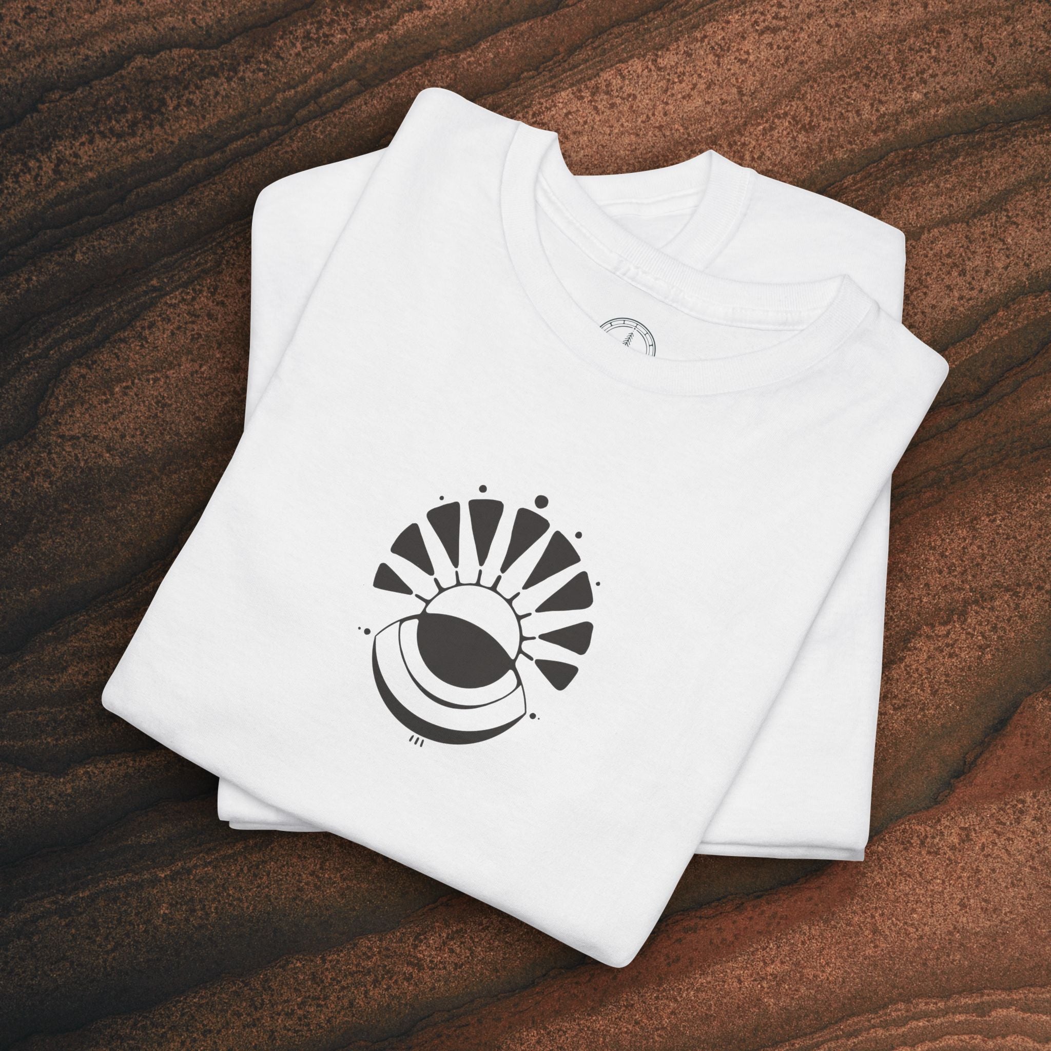 Nature Graphic Tee — Surf, Trees & Sun Vintage Panel Design