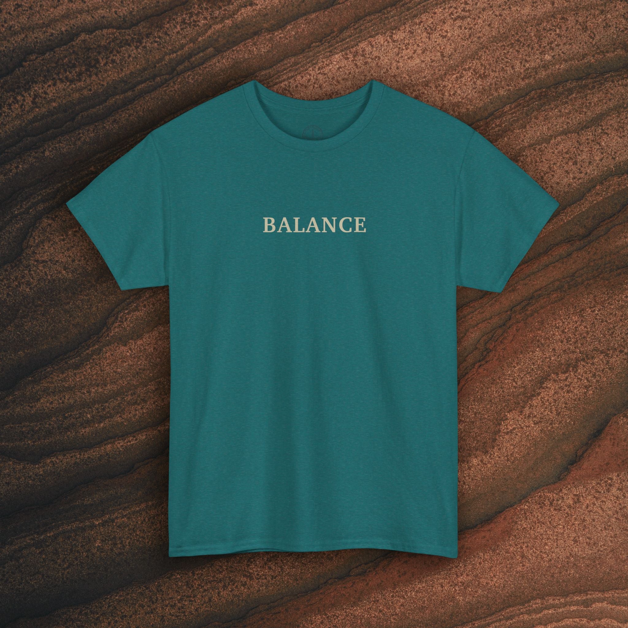 Balance T-Shirt — Minimal Balancing Stones Design