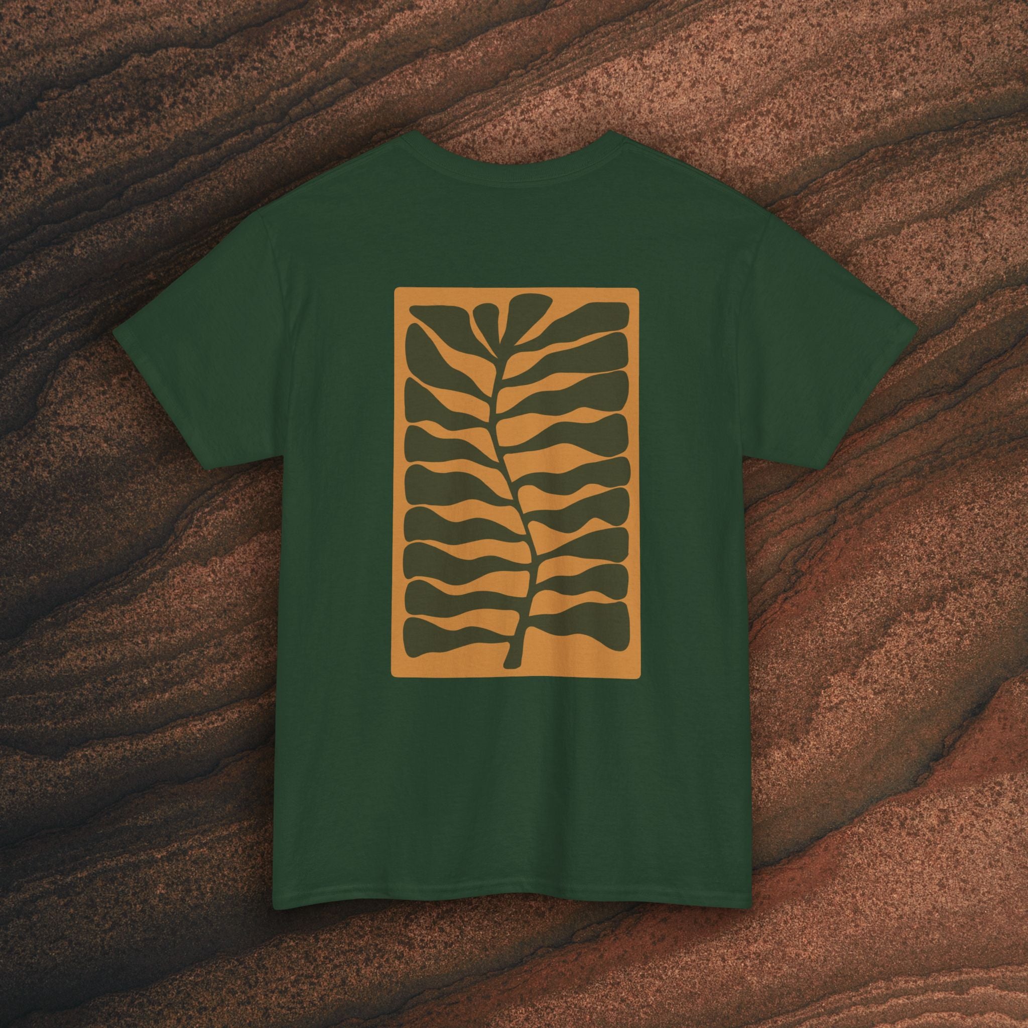 Unisex Heavy Cotton T-Shirt — Botanical Leaf Print