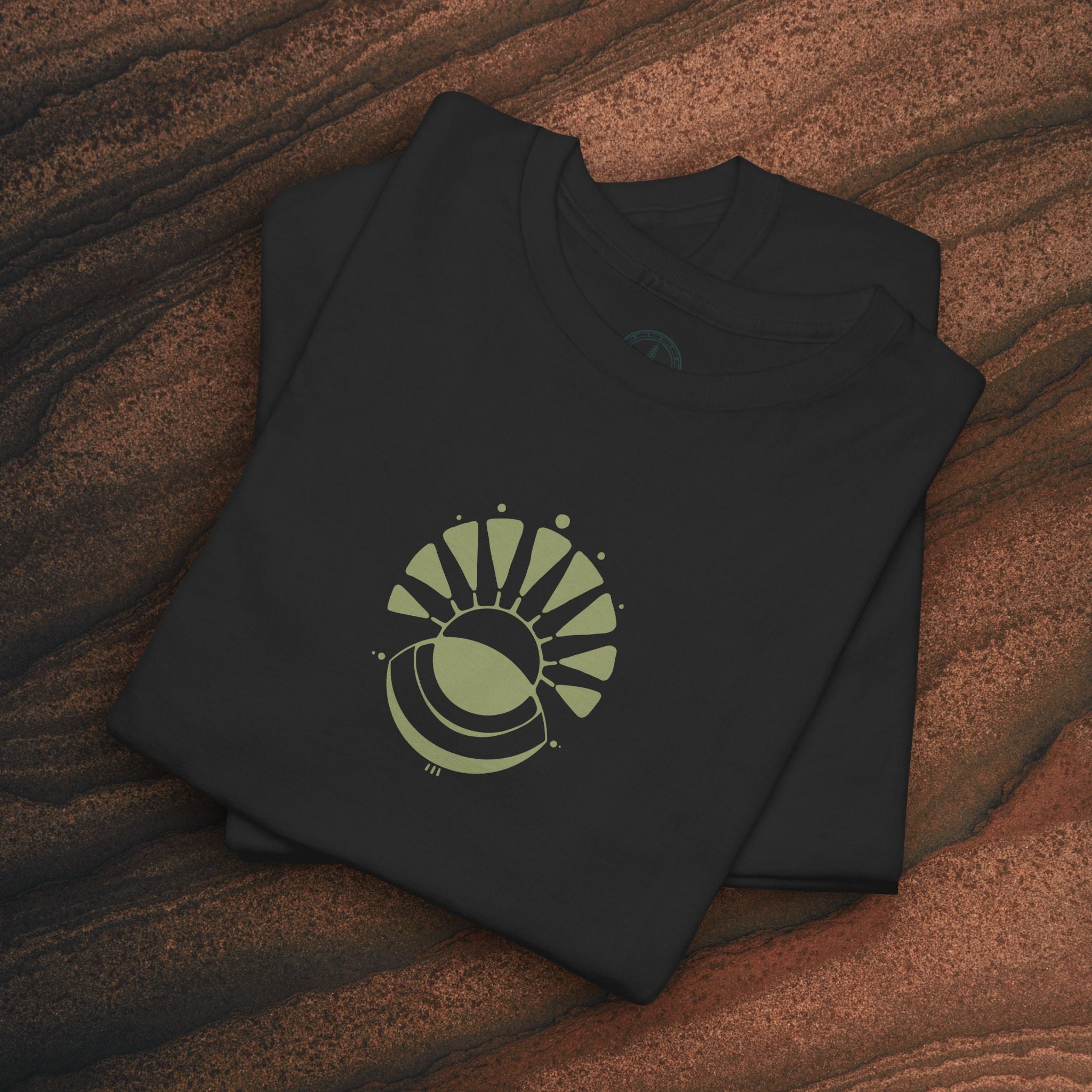 Nature Graphic Tee — Surf, Trees & Sun Vintage Panel Design