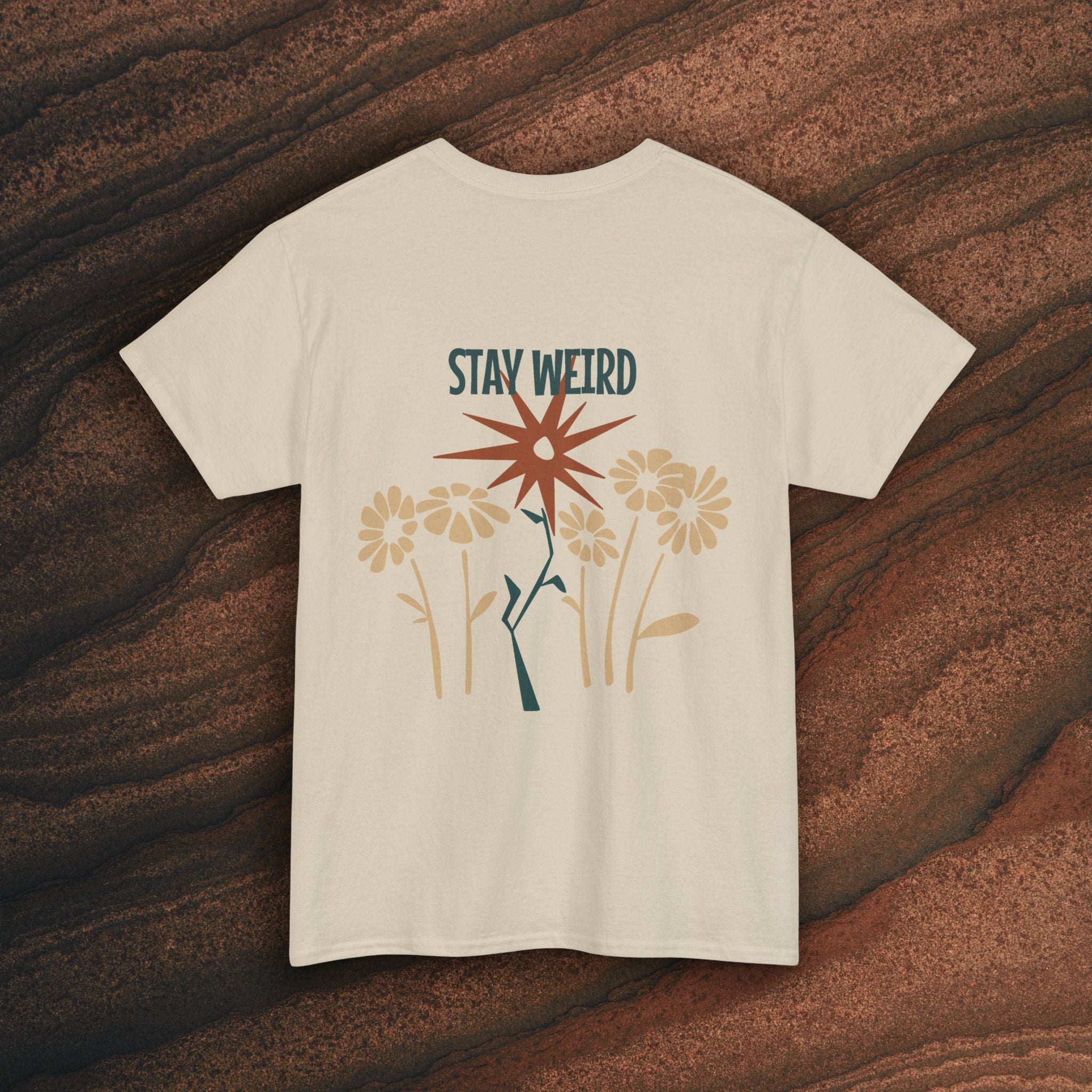 Stay Weird Floral Tee — Retro Starburst Flower Graphic T-Shirt