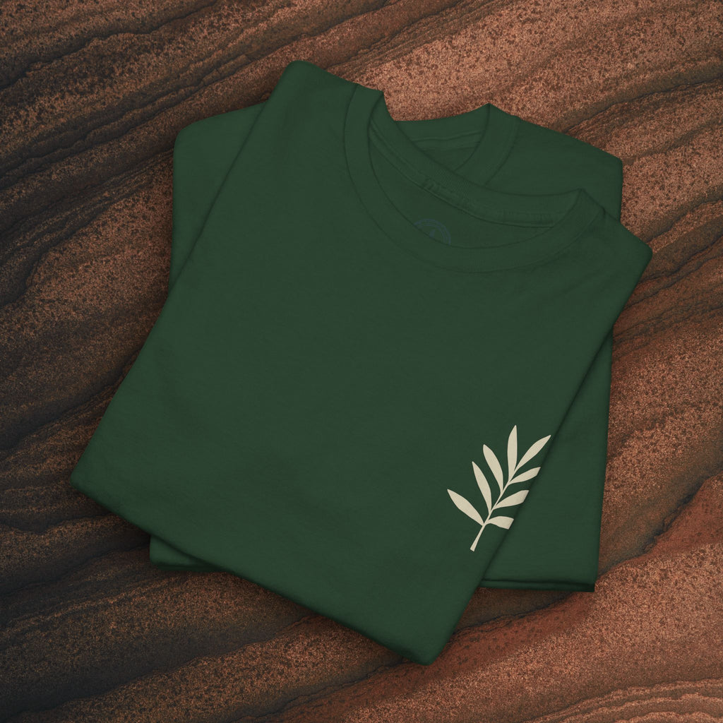 Unisex Heavy Cotton Tee — Minimal Olive Branch Graphic T-Shirt