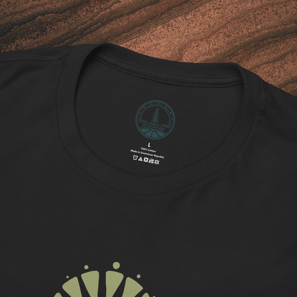 Nature Graphic Tee — Surf, Trees & Sun Vintage Panel Design