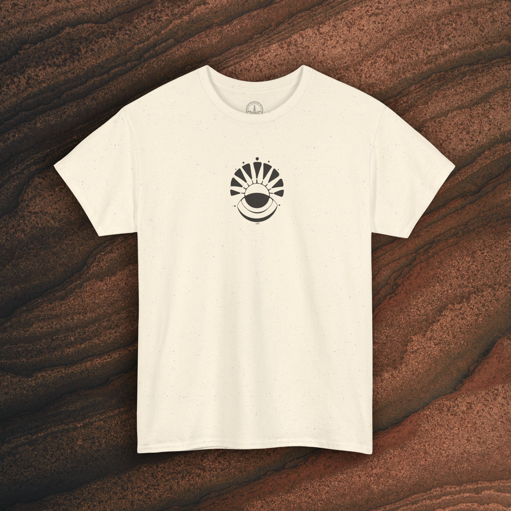 Nature Graphic Tee — Surf, Trees & Sun Vintage Panel Design