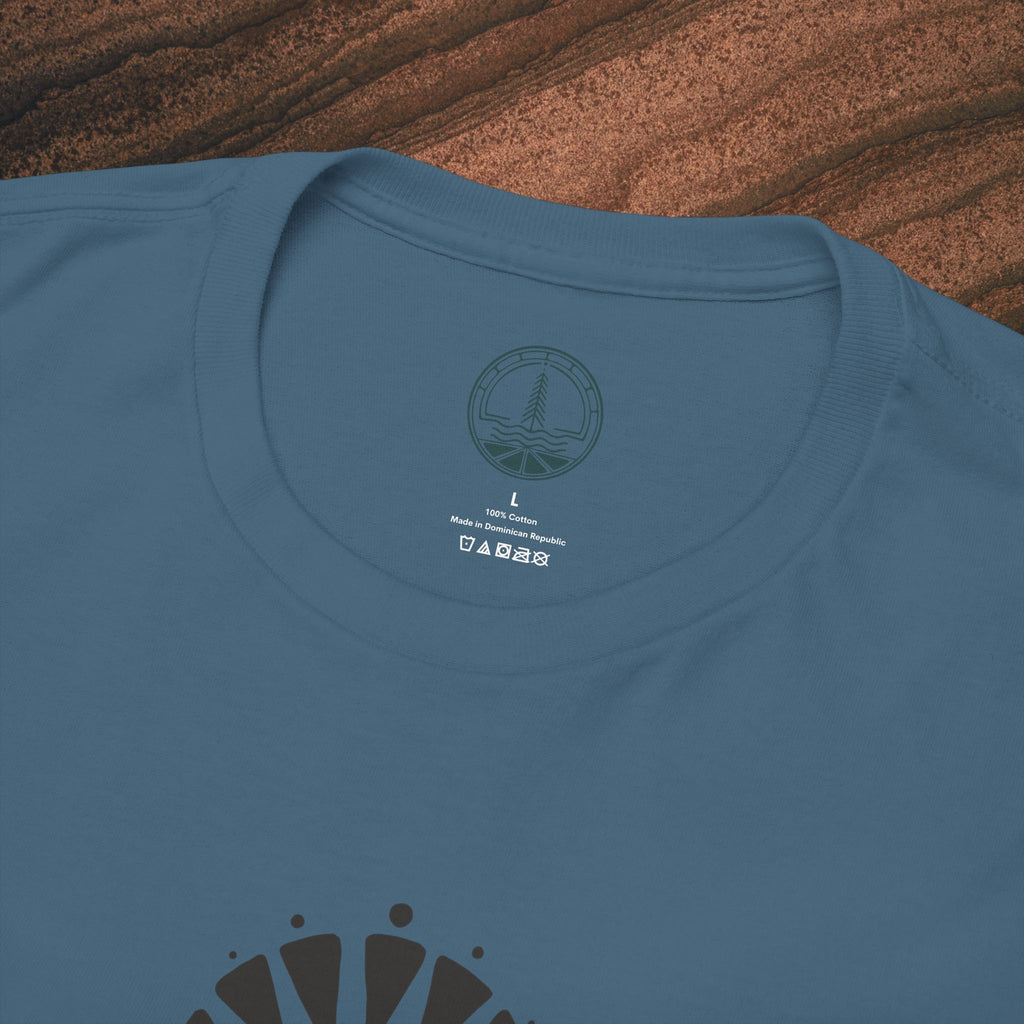 Nature Graphic Tee — Surf, Trees & Sun Vintage Panel Design