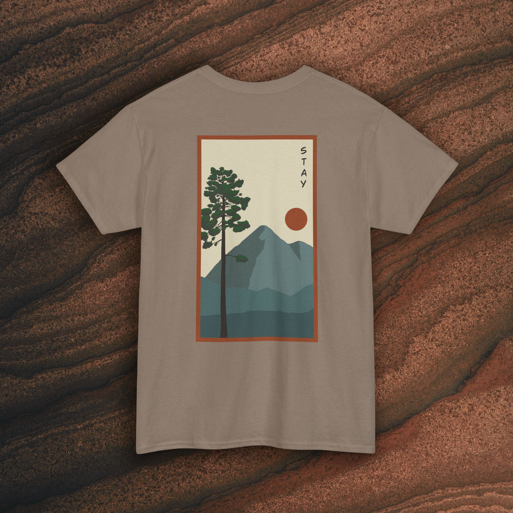 Mountain Landscape Tee – 'Stay' Graphic Nature Shirt