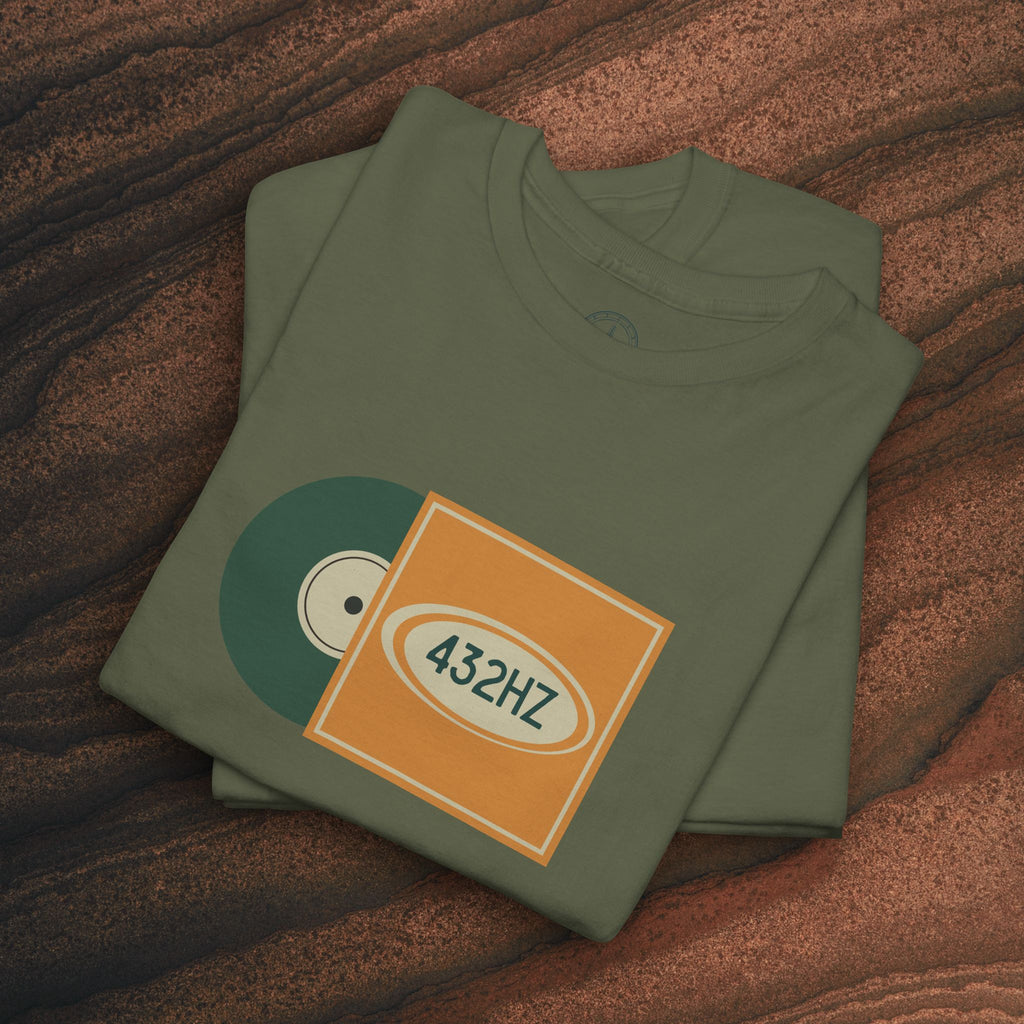 Unisex Heavy Cotton T-Shirt — 432Hz Vinyl Record Graphic