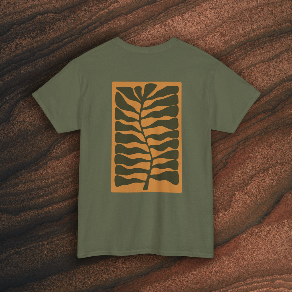 Unisex Heavy Cotton T-Shirt — Botanical Leaf Print