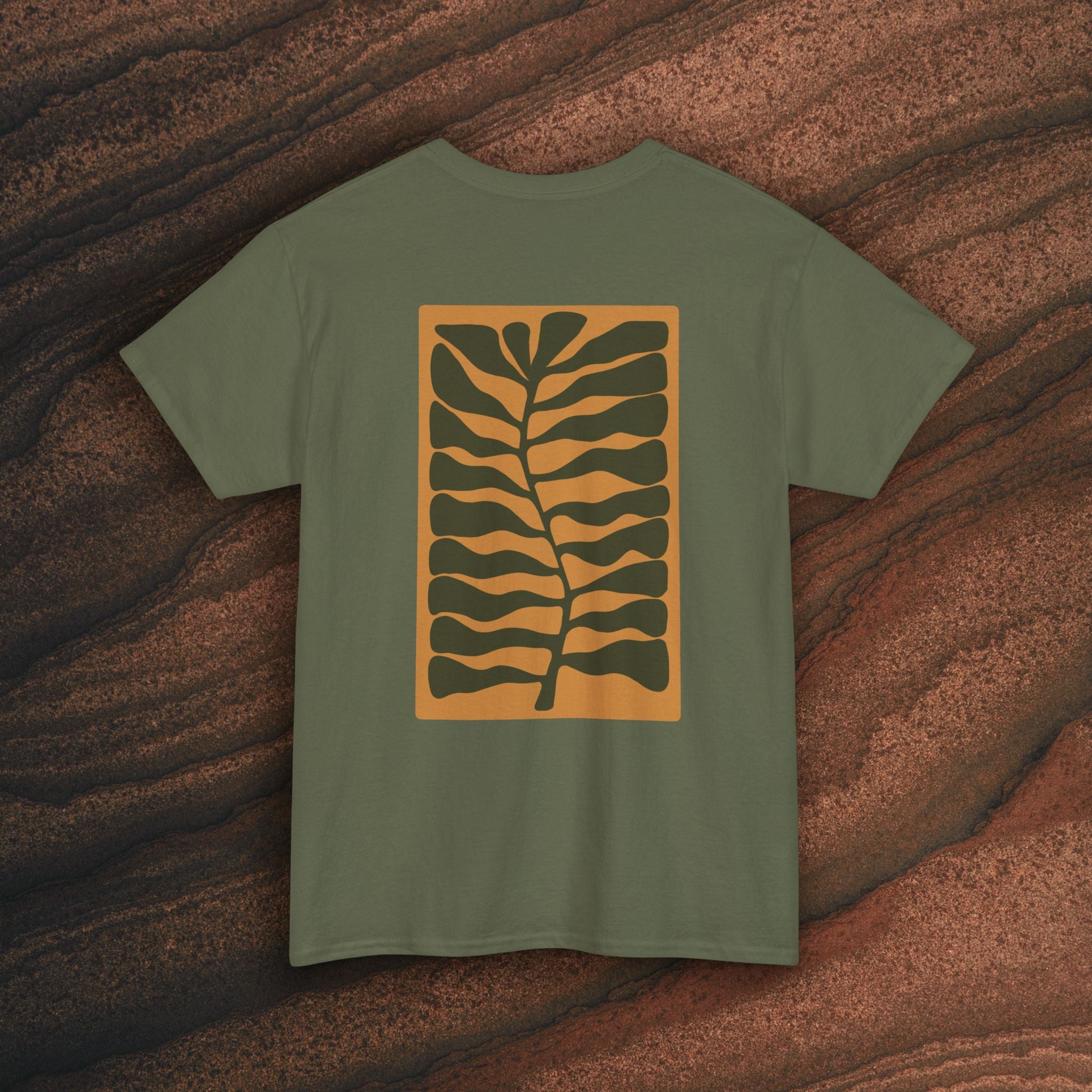 Unisex Heavy Cotton T-Shirt — Botanical Leaf Print