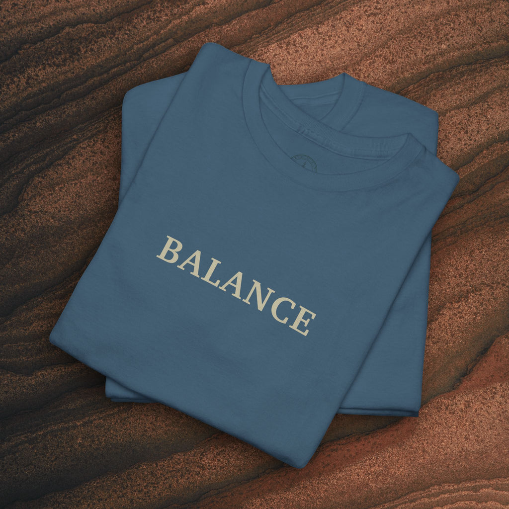 Balance T-Shirt — Minimal Balancing Stones Design