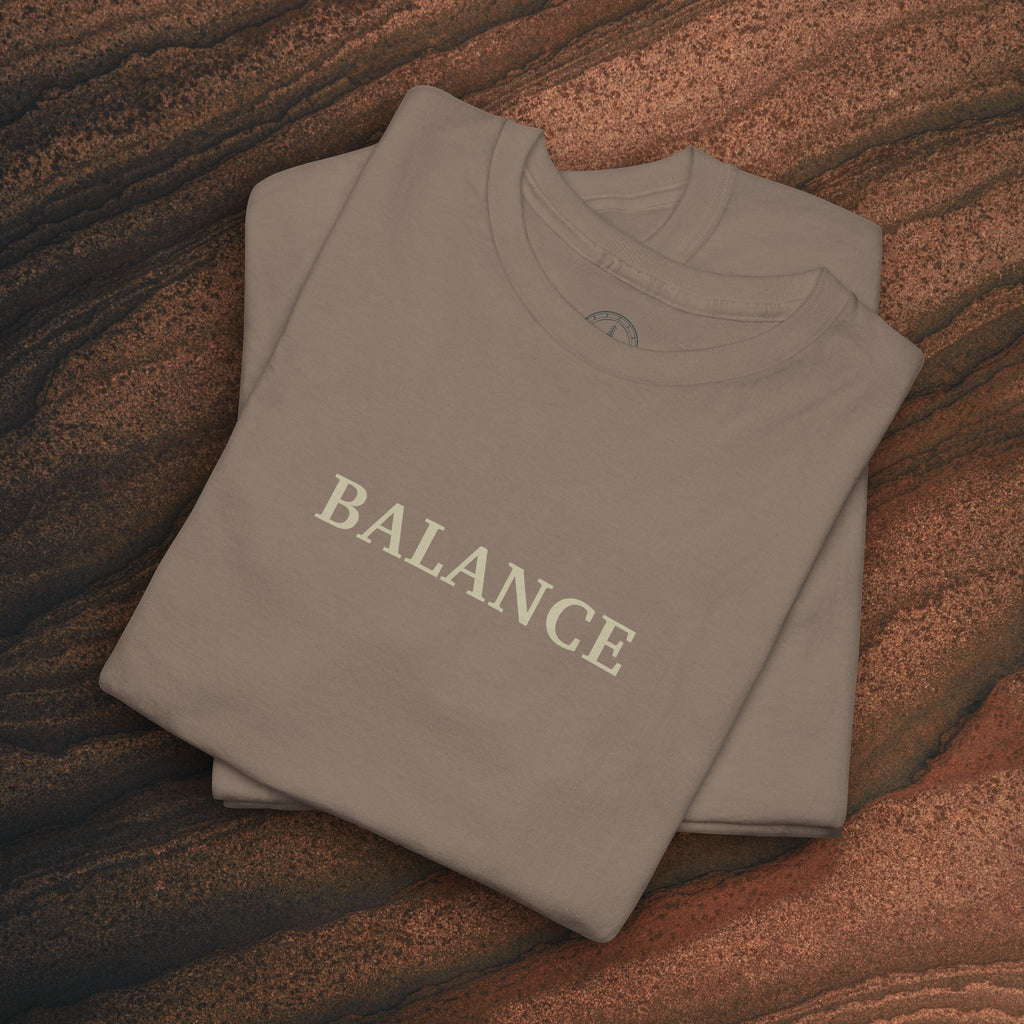 Balance T-Shirt — Minimal Balancing Stones Design