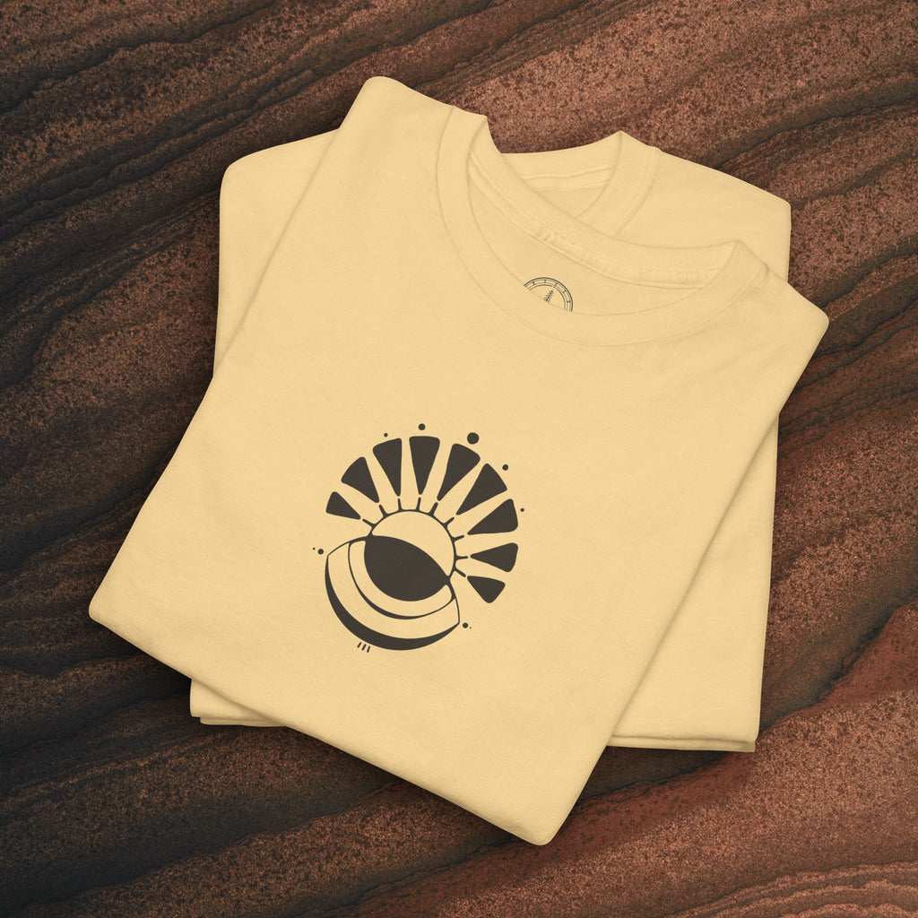 Nature Graphic Tee — Surf, Trees & Sun Vintage Panel Design