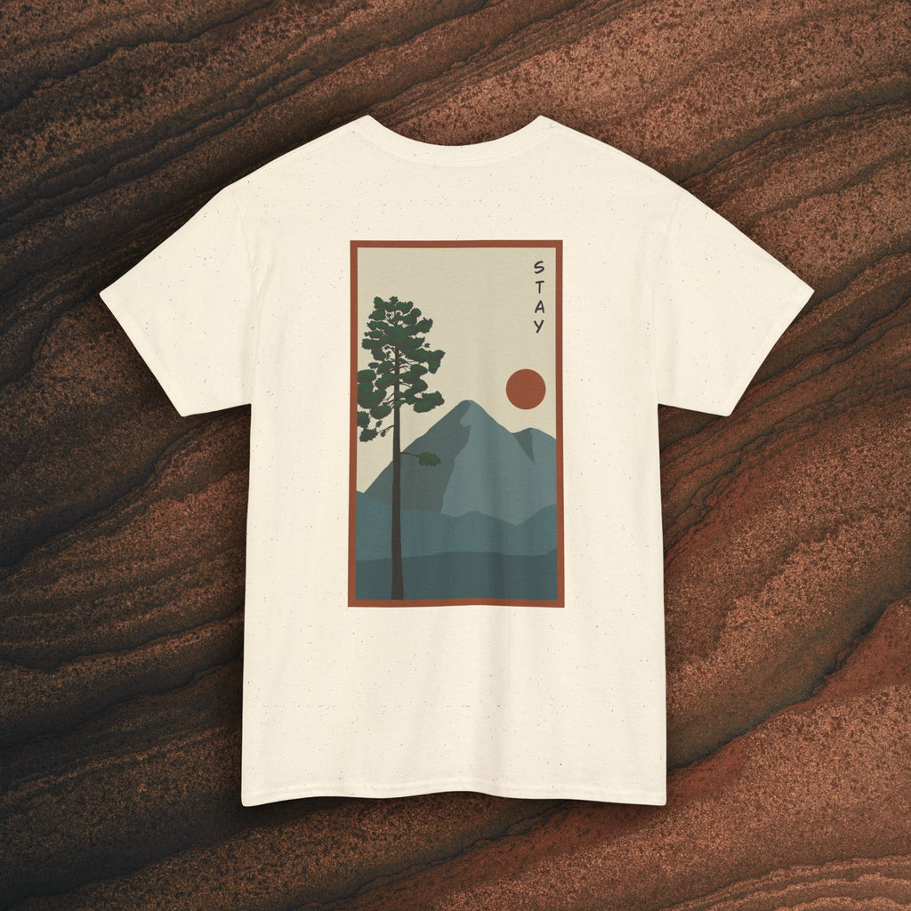 Mountain Landscape Tee – 'Stay' Graphic Nature Shirt