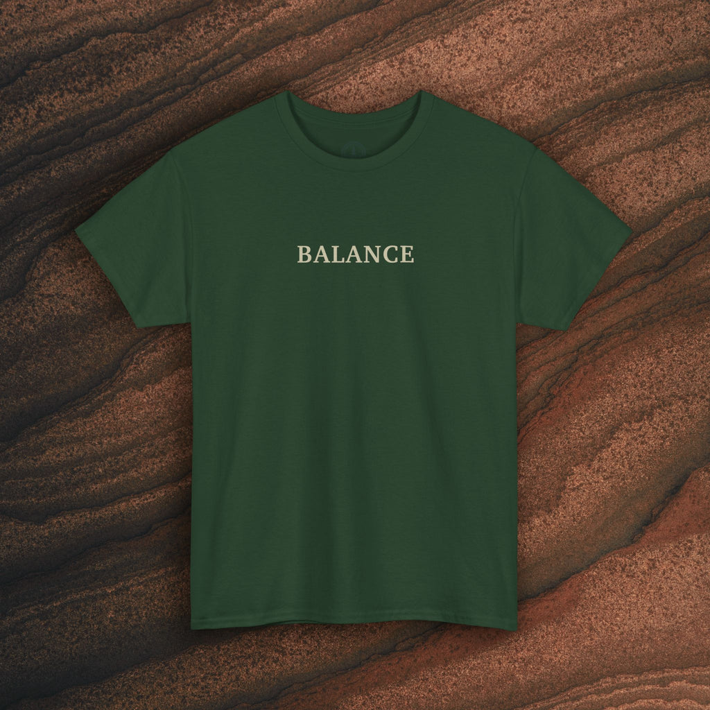 Balance T-Shirt — Minimal Balancing Stones Design