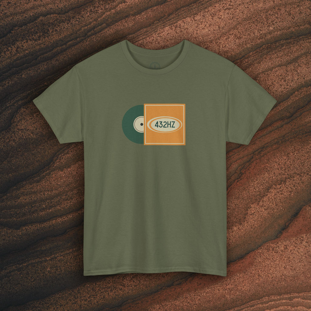 Unisex Heavy Cotton T-Shirt — 432Hz Vinyl Record Graphic