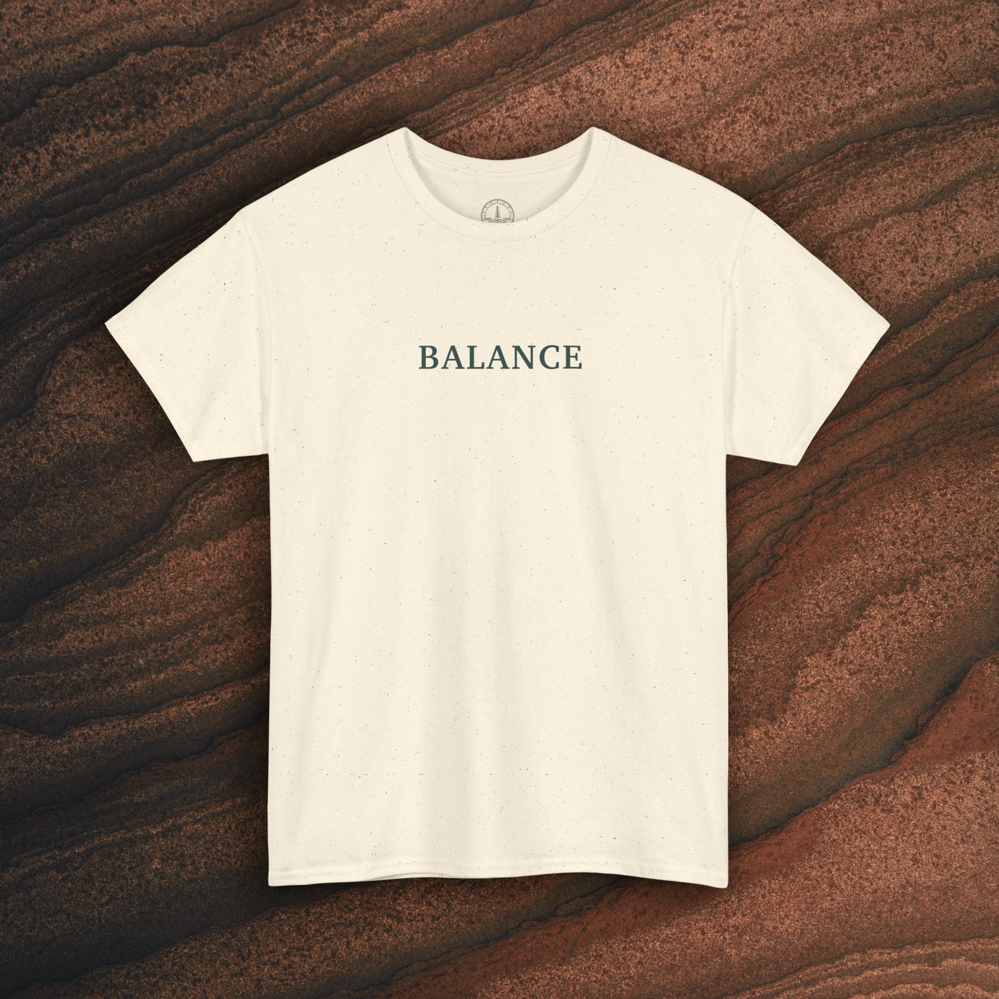 Balance T-Shirt — Minimal Balancing Stones Design