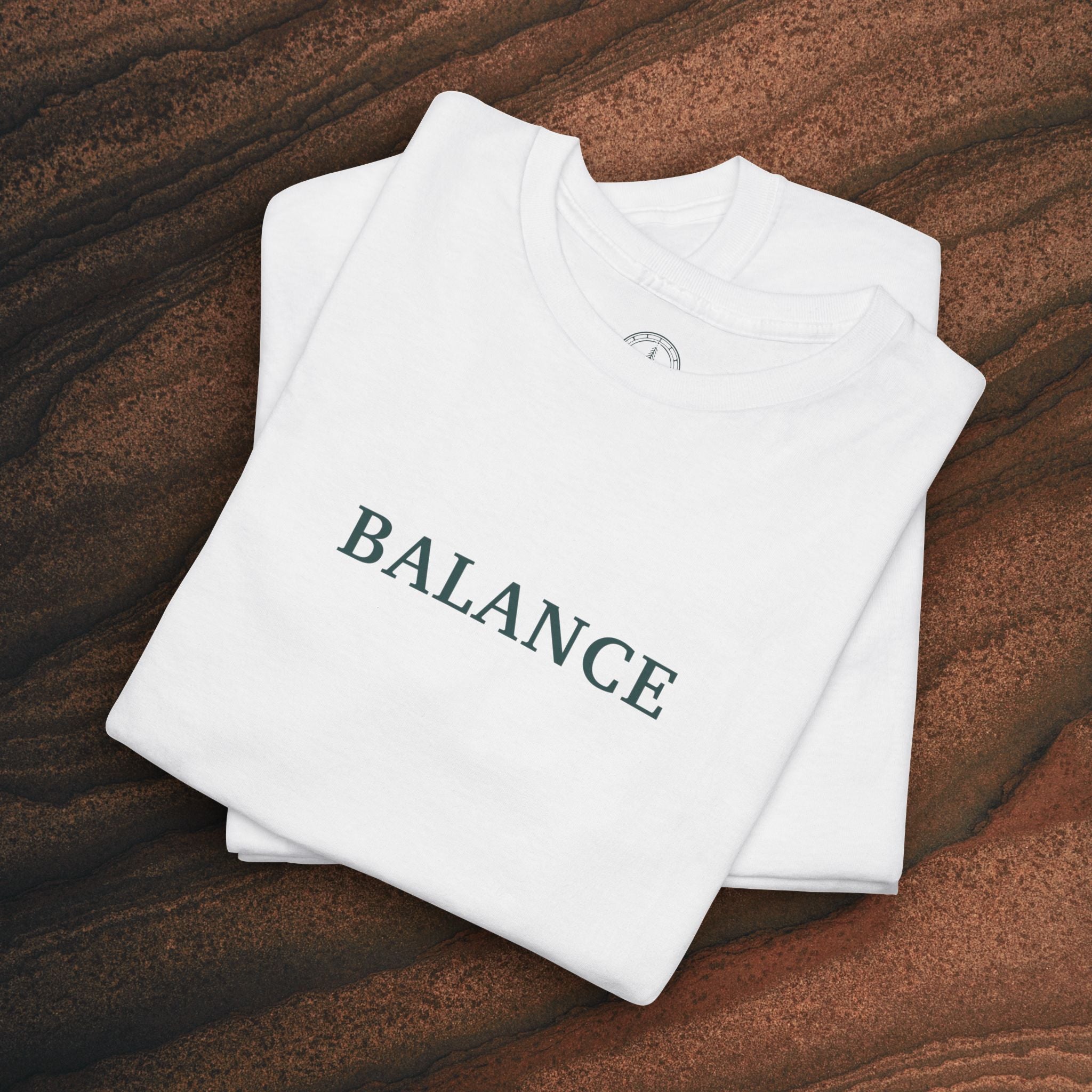 Balance T-Shirt — Minimal Balancing Stones Design