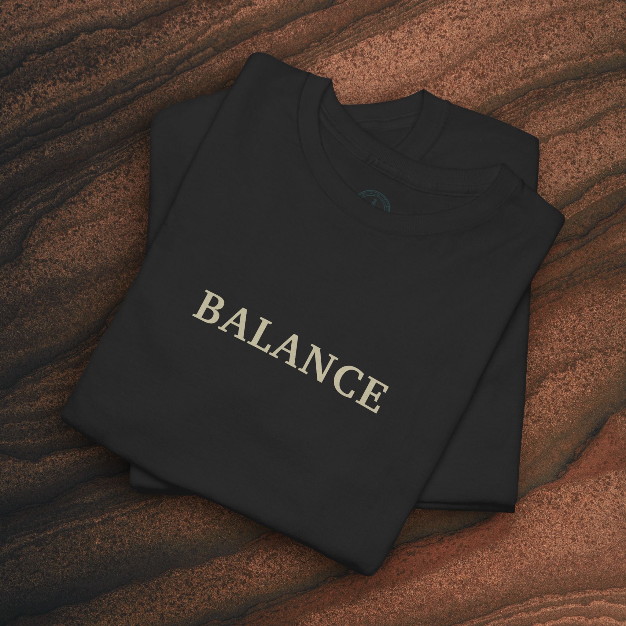 Balance T-Shirt — Minimal Balancing Stones Design