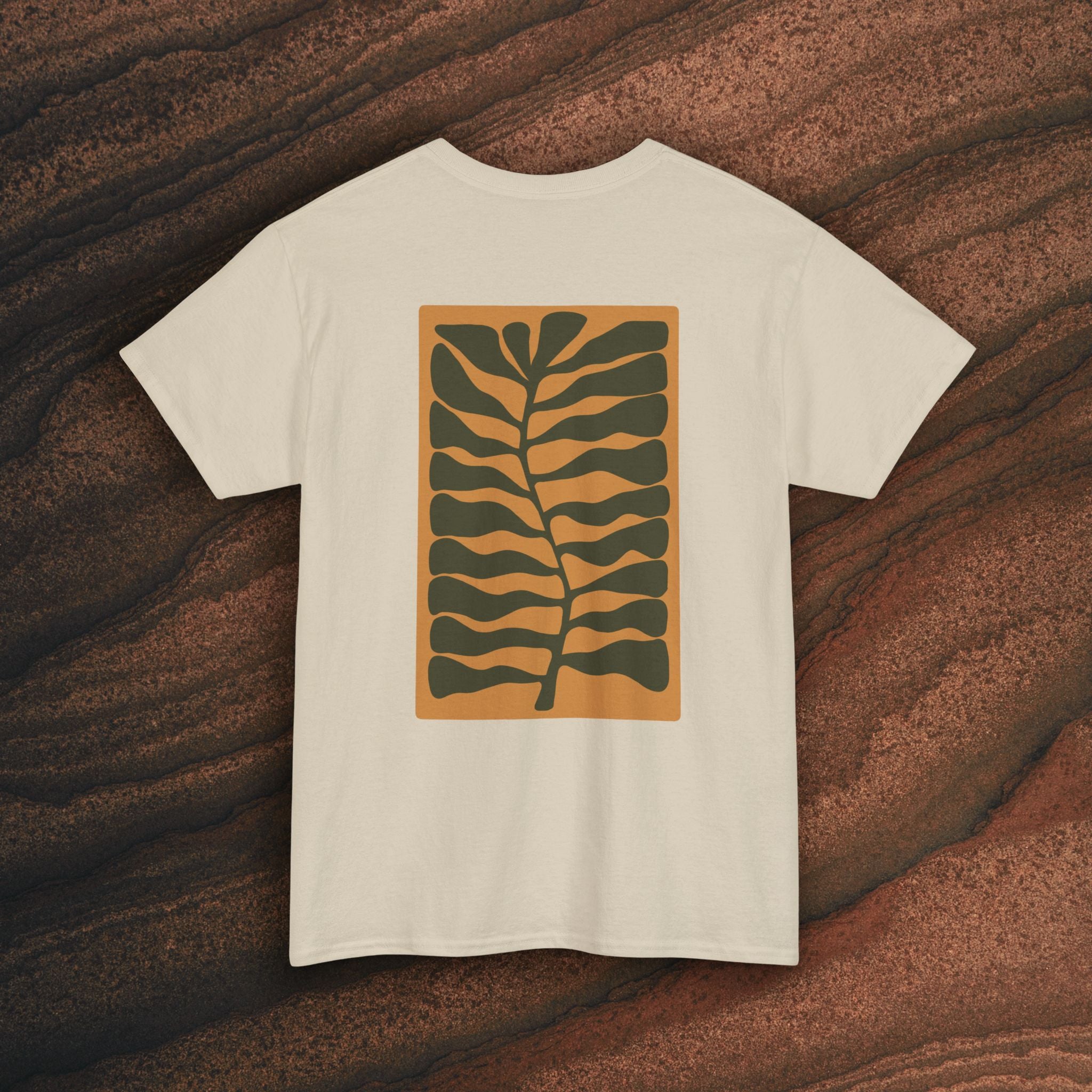 Unisex Heavy Cotton T-Shirt — Botanical Leaf Print