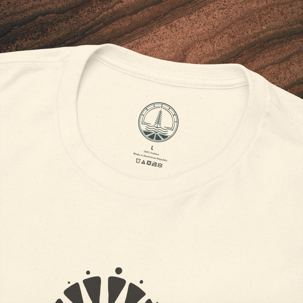 Nature Graphic Tee — Surf, Trees & Sun Vintage Panel Design