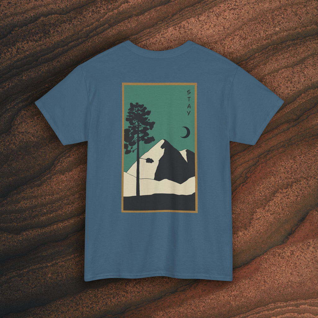 Mountain Landscape Tee – 'Stay' Graphic Nature Shirt