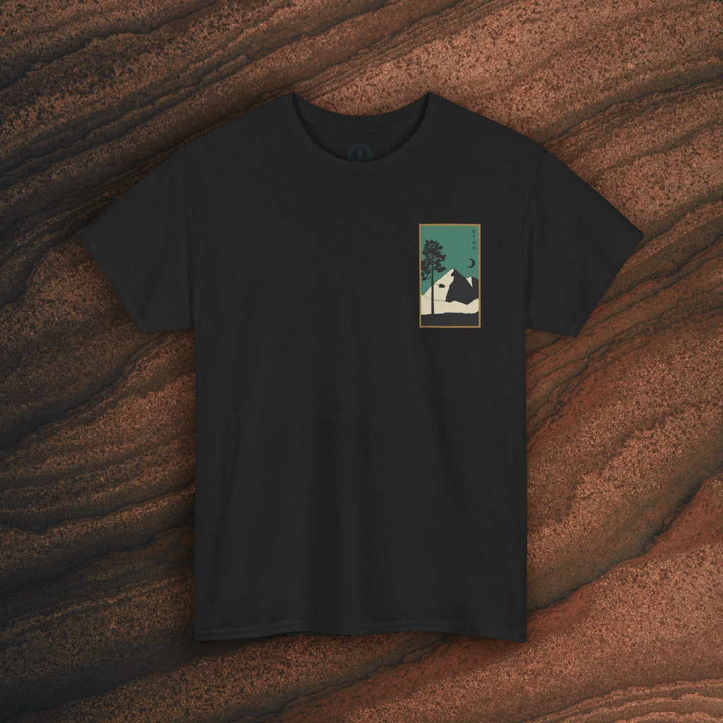 Mountain Landscape Tee – 'Stay' Graphic Nature Shirt