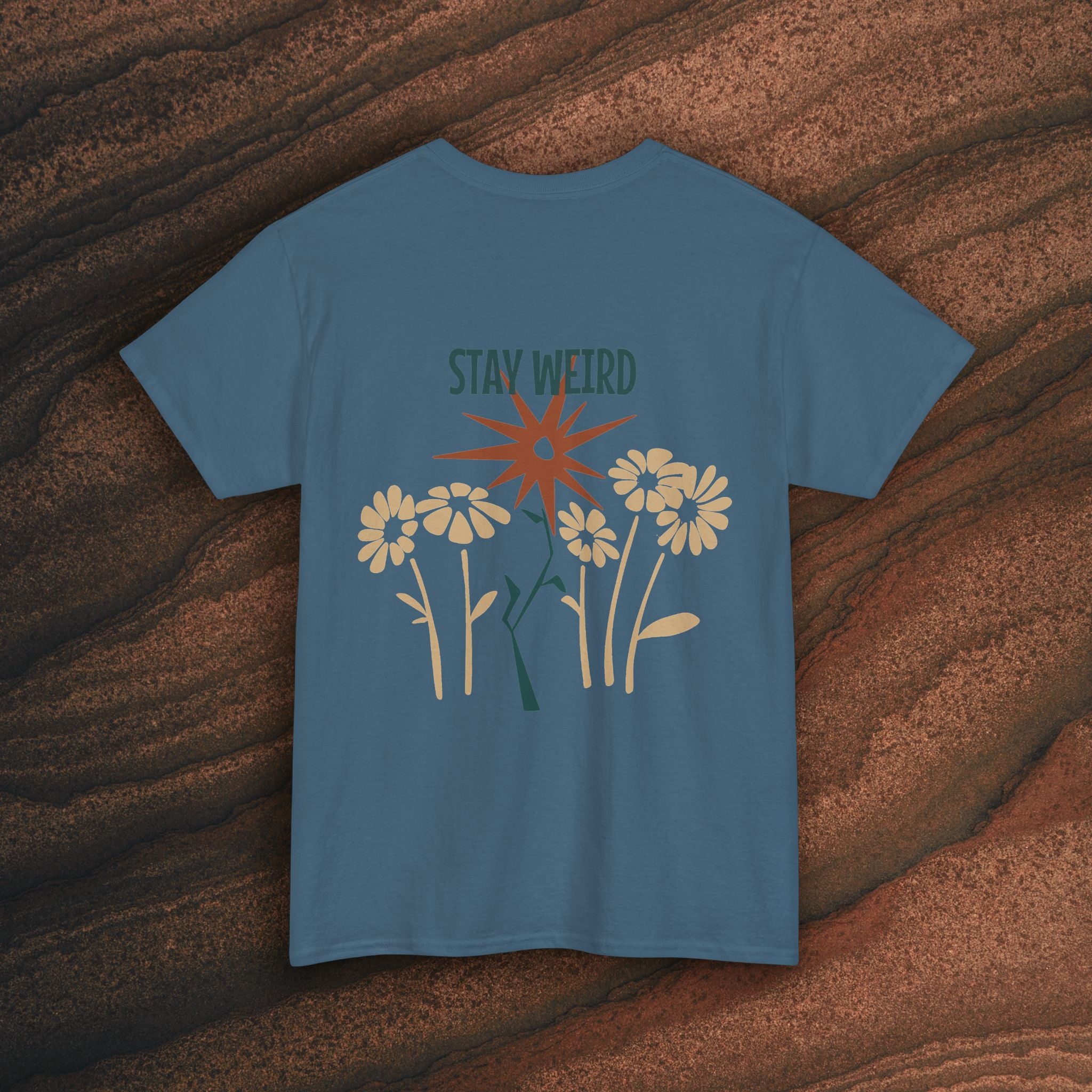Stay Weird Floral Tee — Retro Starburst Flower Graphic T-Shirt