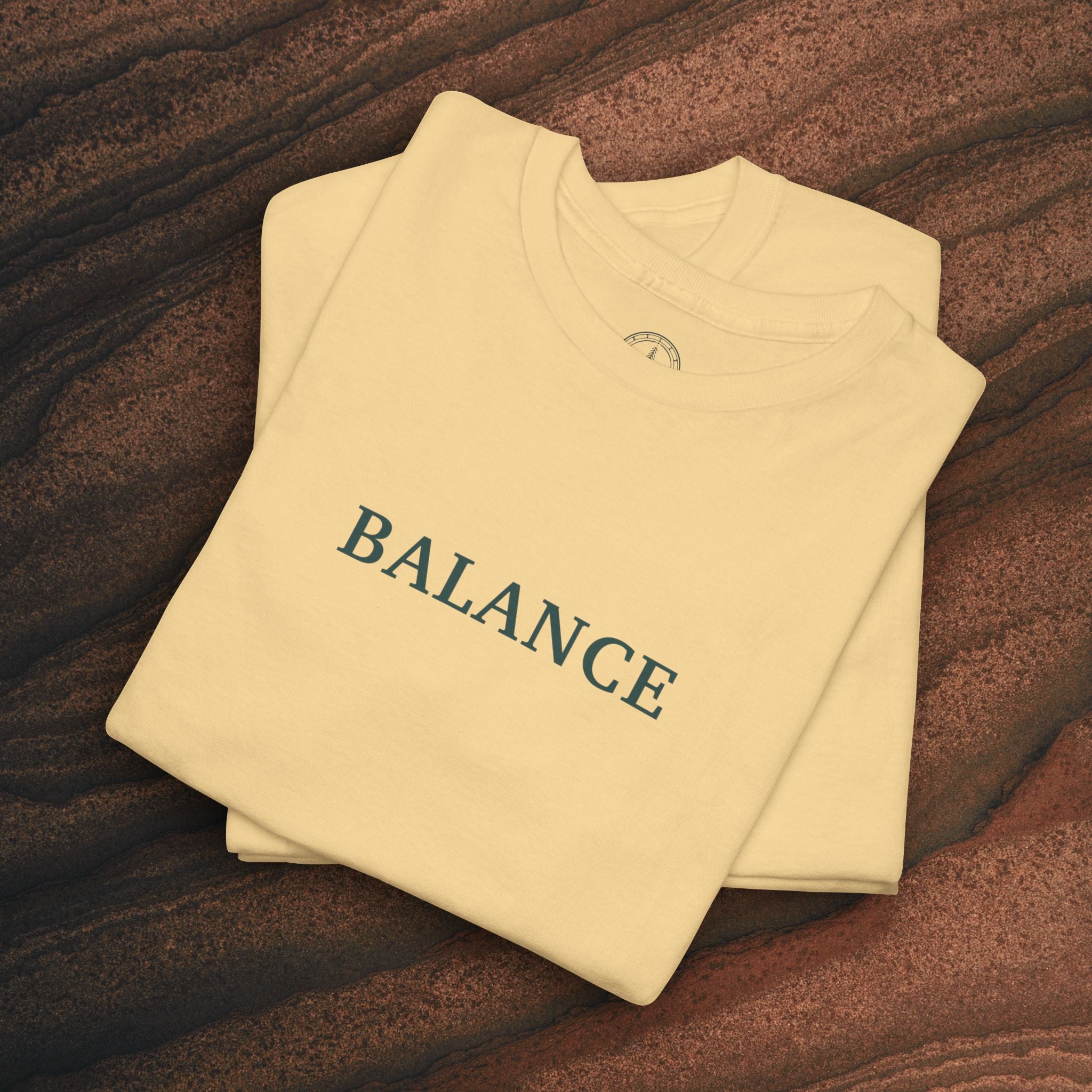 Balance T-Shirt — Minimal Balancing Stones Design