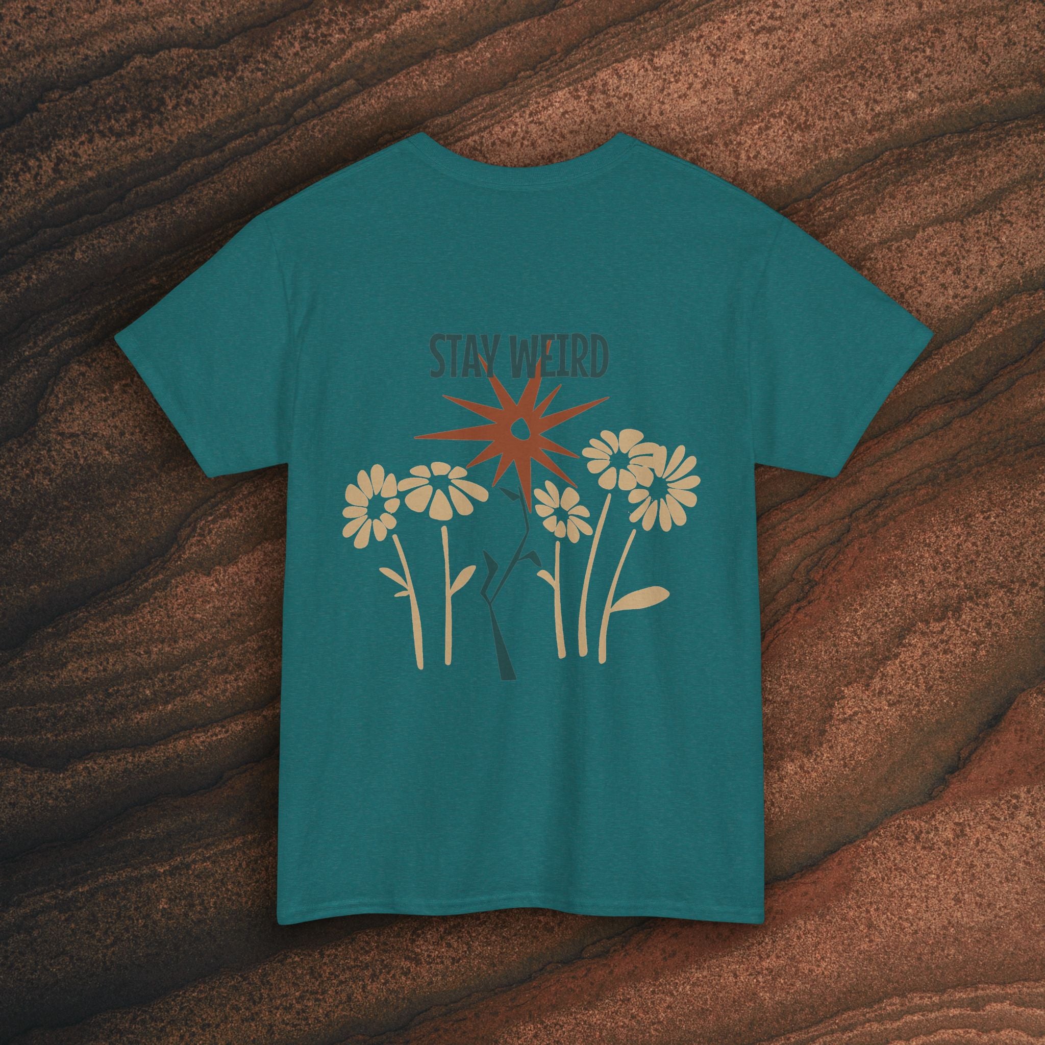 Stay Weird Floral Tee — Retro Starburst Flower Graphic T-Shirt