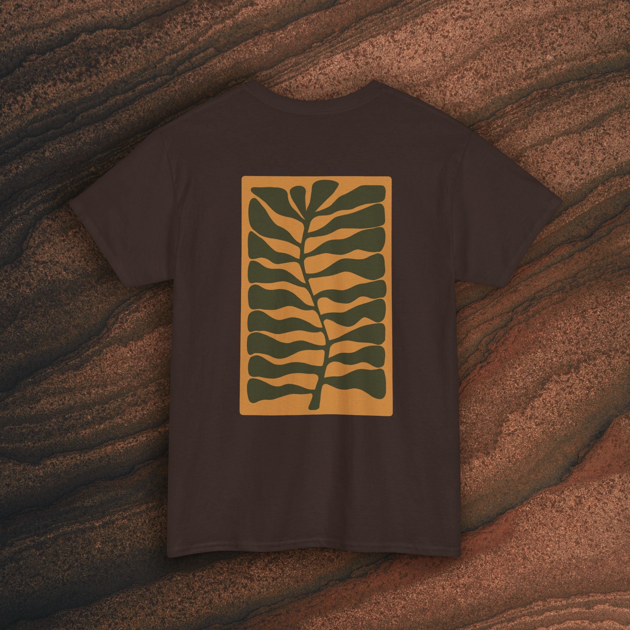 Unisex Heavy Cotton T-Shirt — Botanical Leaf Print