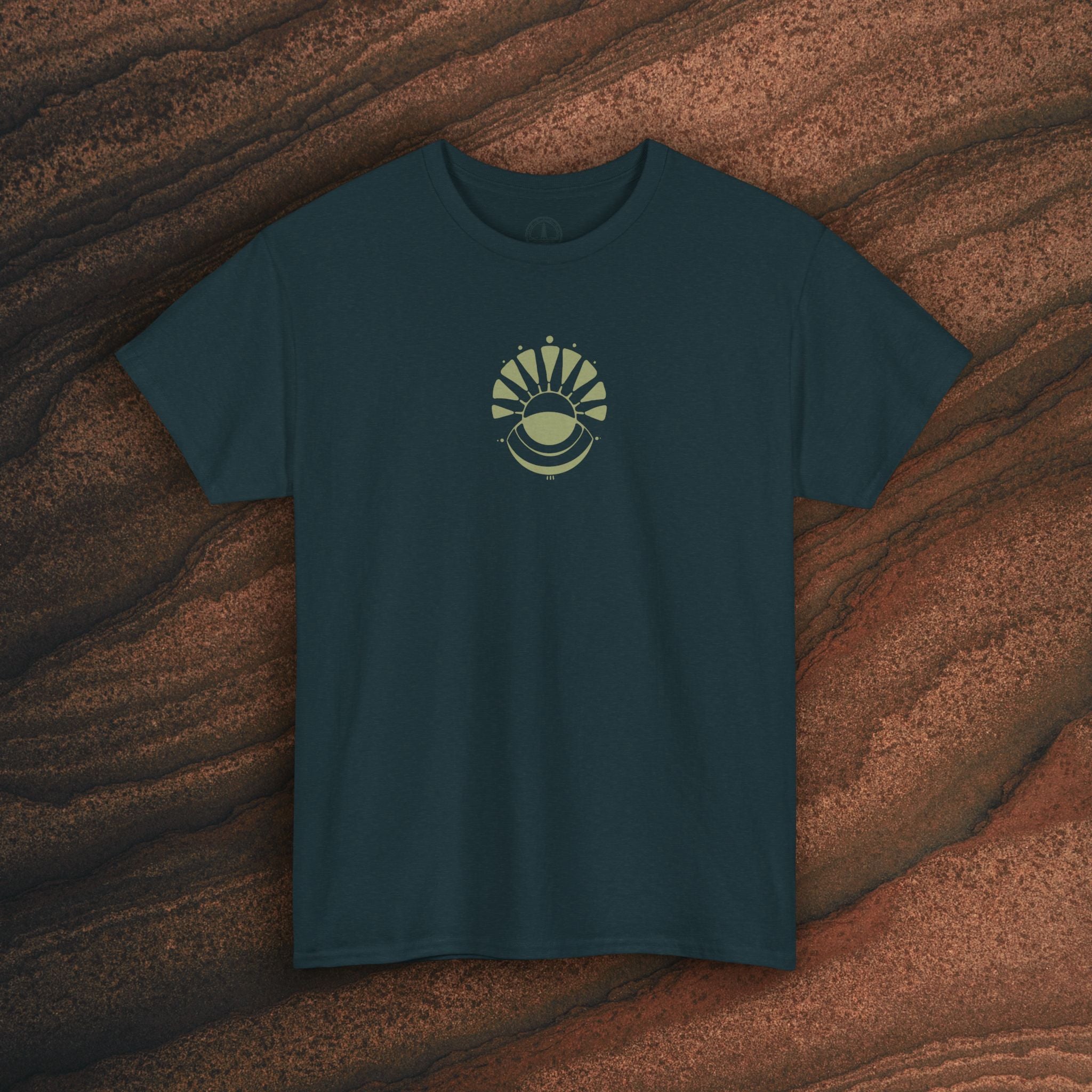 Nature Graphic Tee — Surf, Trees & Sun Vintage Panel Design