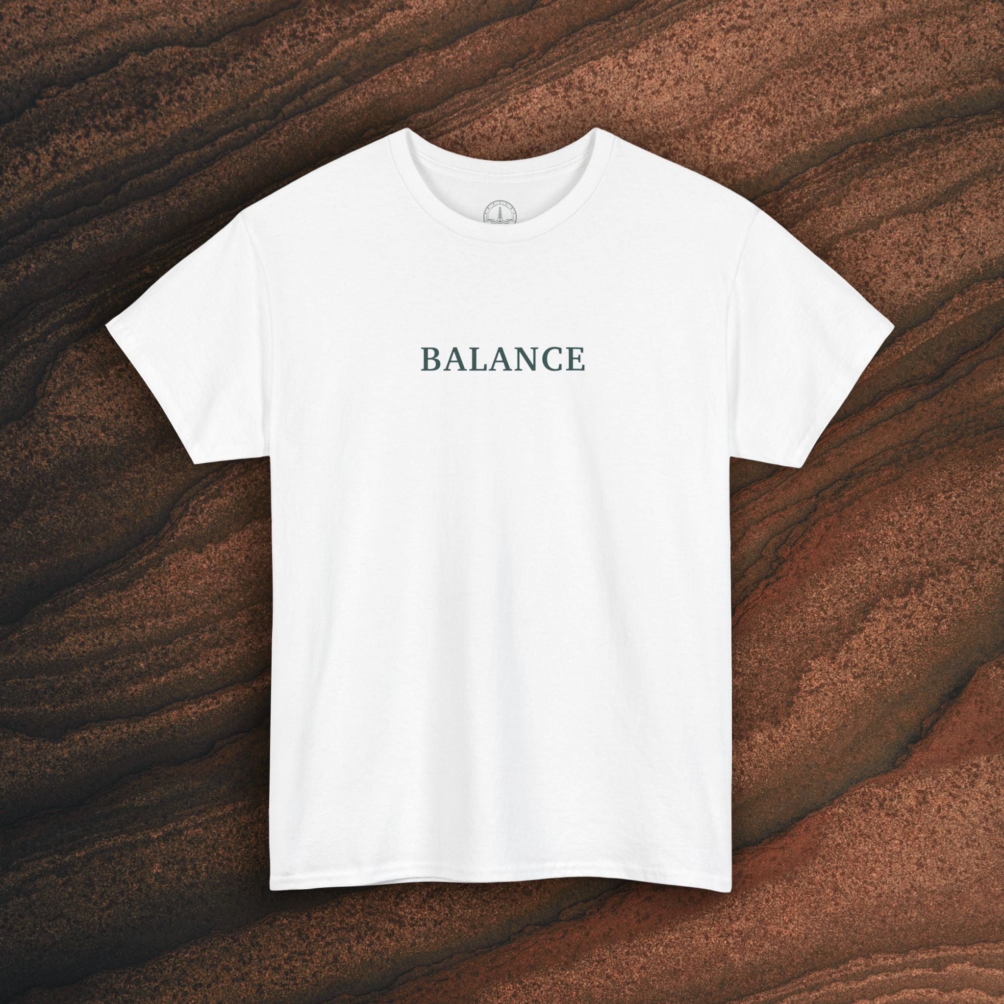 Balance T-Shirt — Minimal Balancing Stones Design