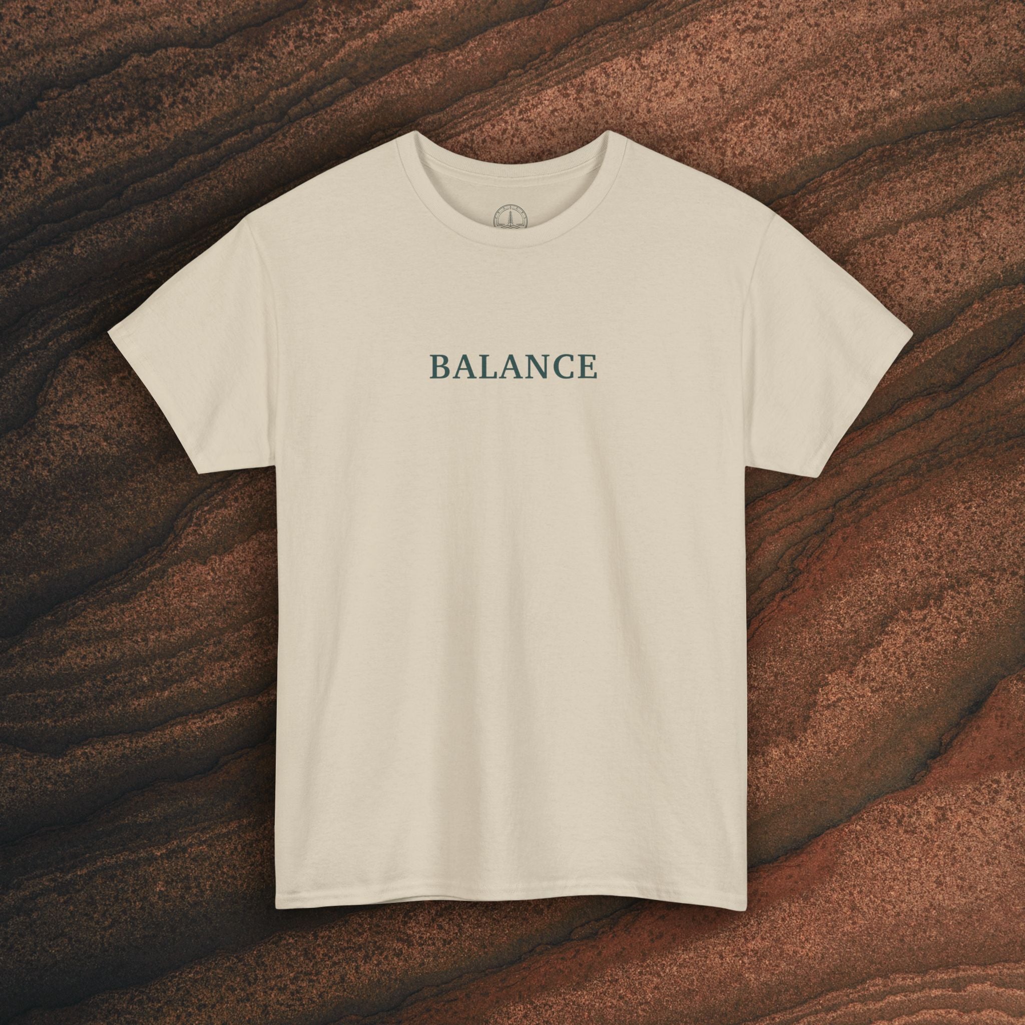Balance T-Shirt — Minimal Balancing Stones Design