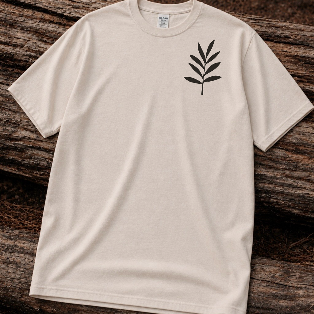 Unisex Heavy Cotton Tee — Minimal Olive Branch Graphic T-Shirt