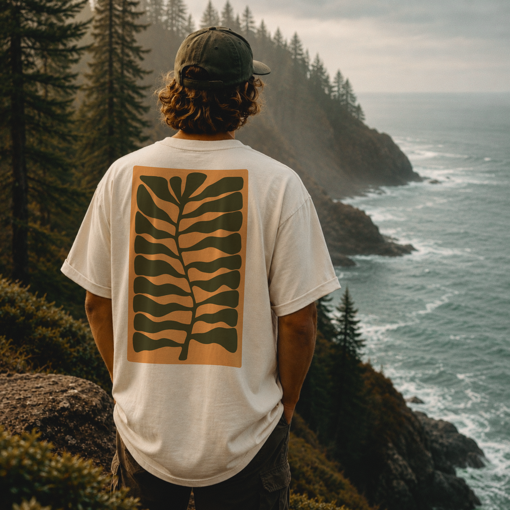 Unisex Heavy Cotton T-Shirt — Botanical Leaf Print
