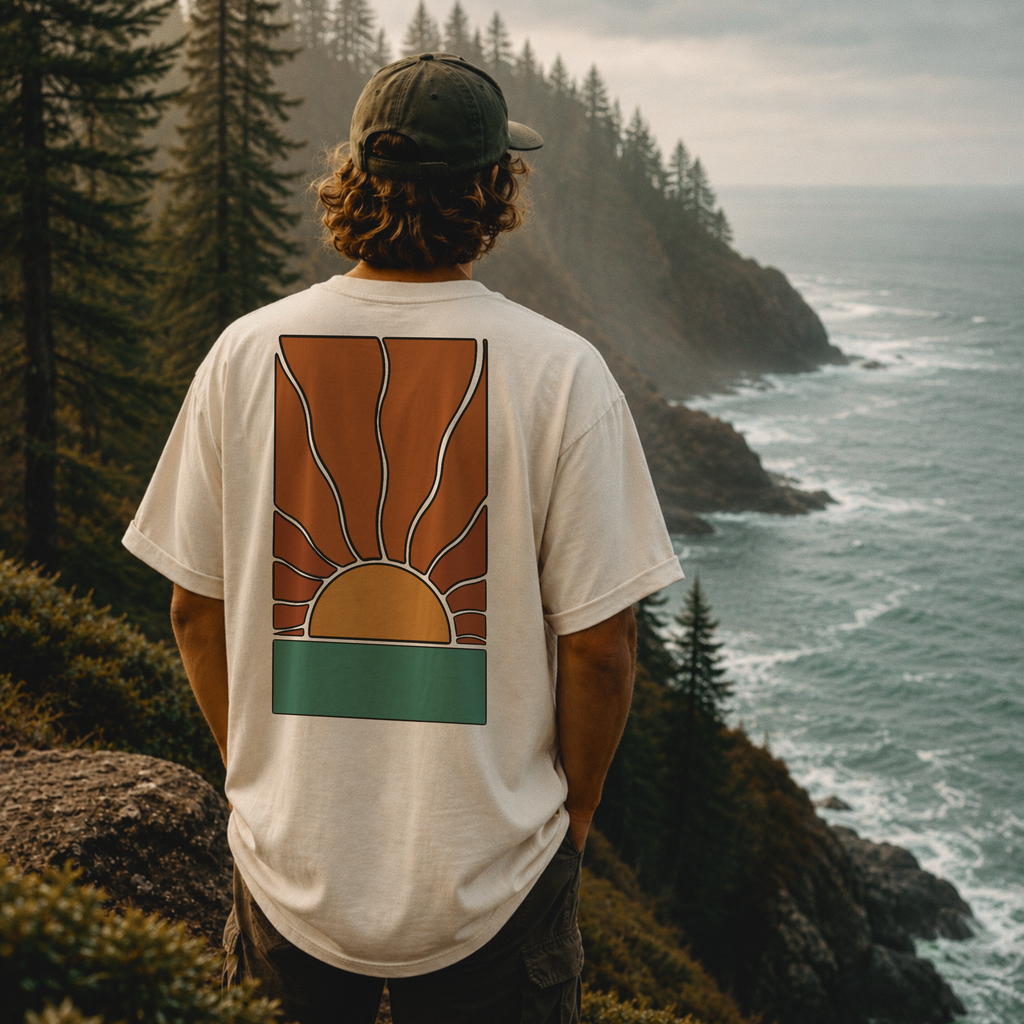 Sunrise Graphic Tee — Retro Minimal Sunset T-Shirt