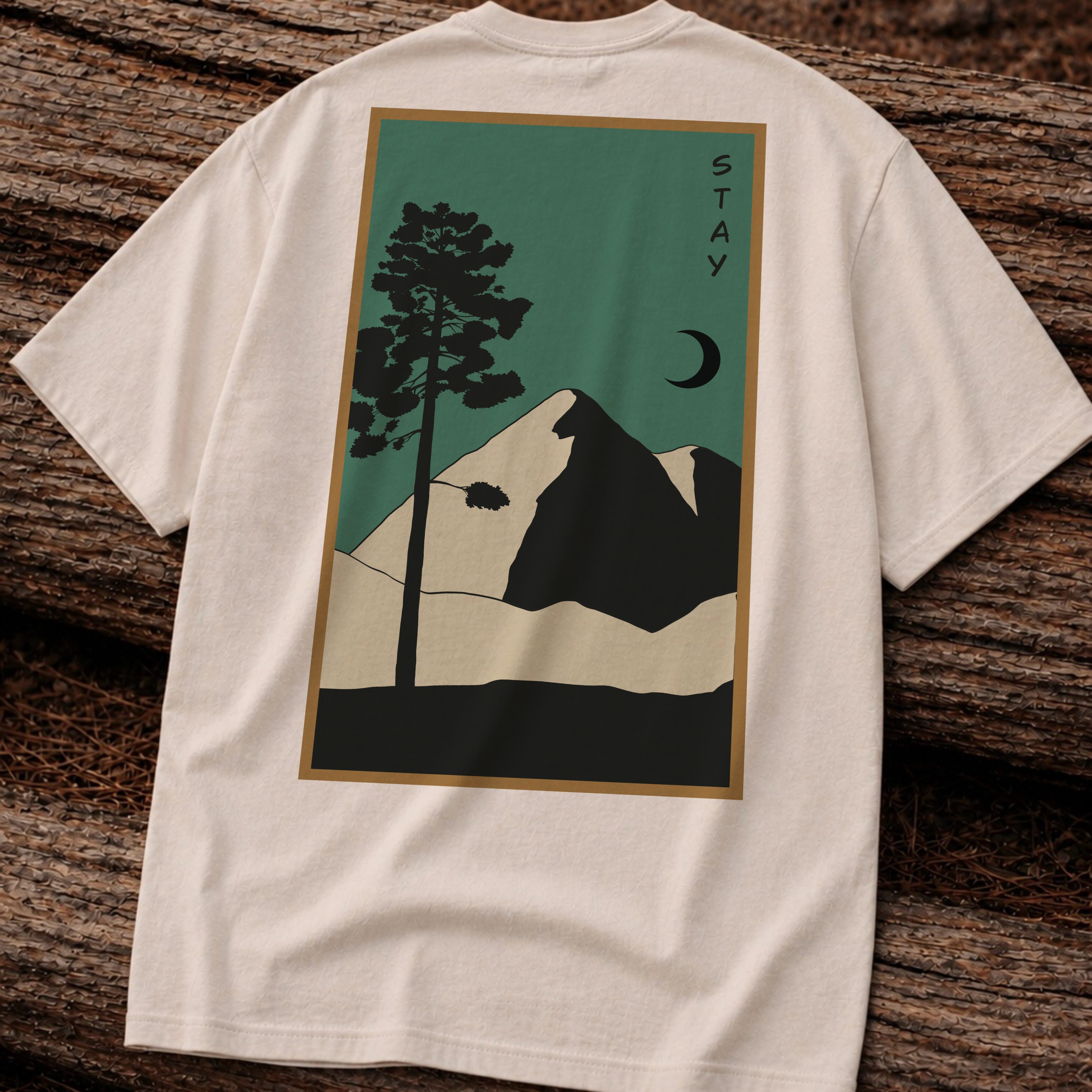 Mountain Landscape Tee – 'Stay' Graphic Nature Shirt