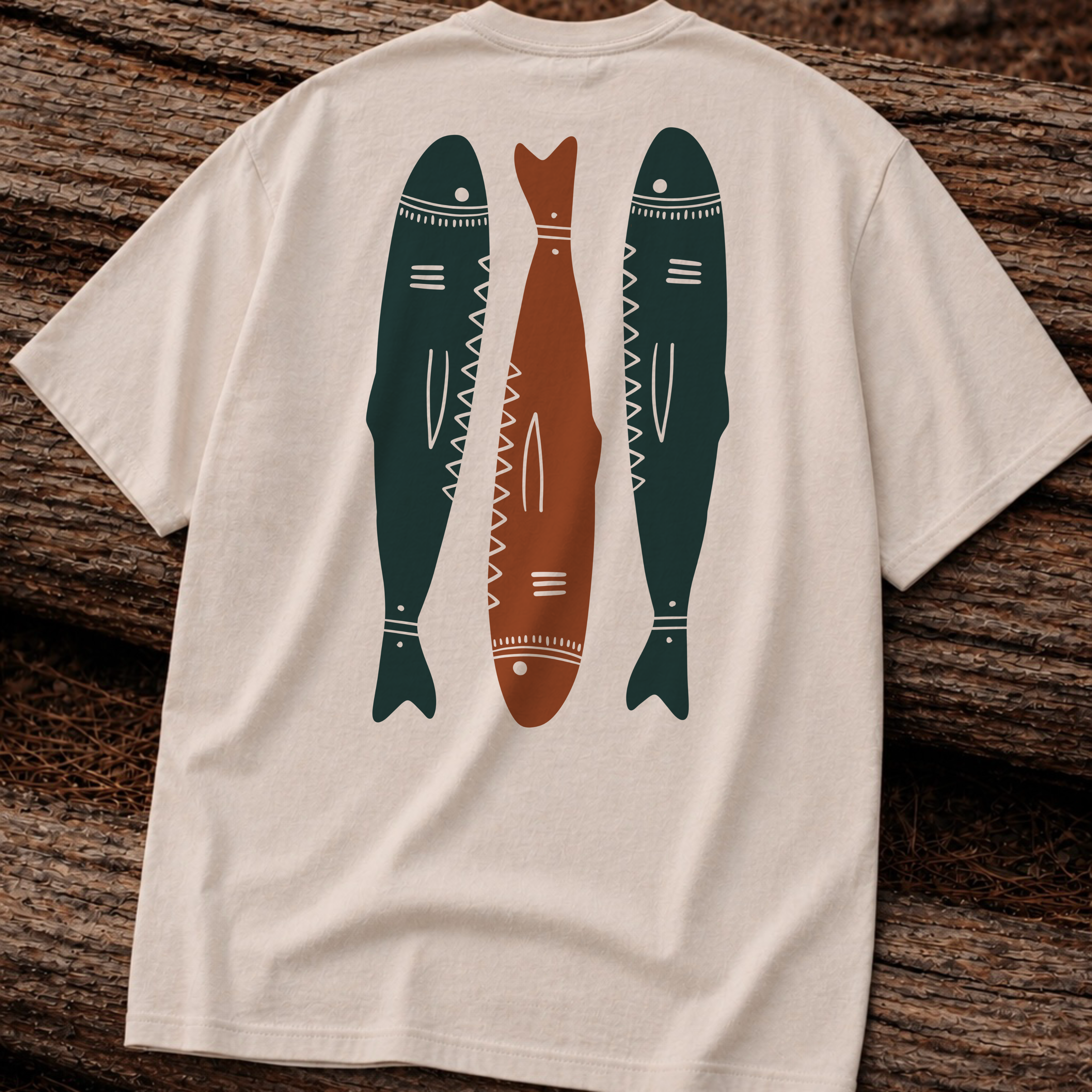 Sardine Trio Graphic Tee – Minimal Fish