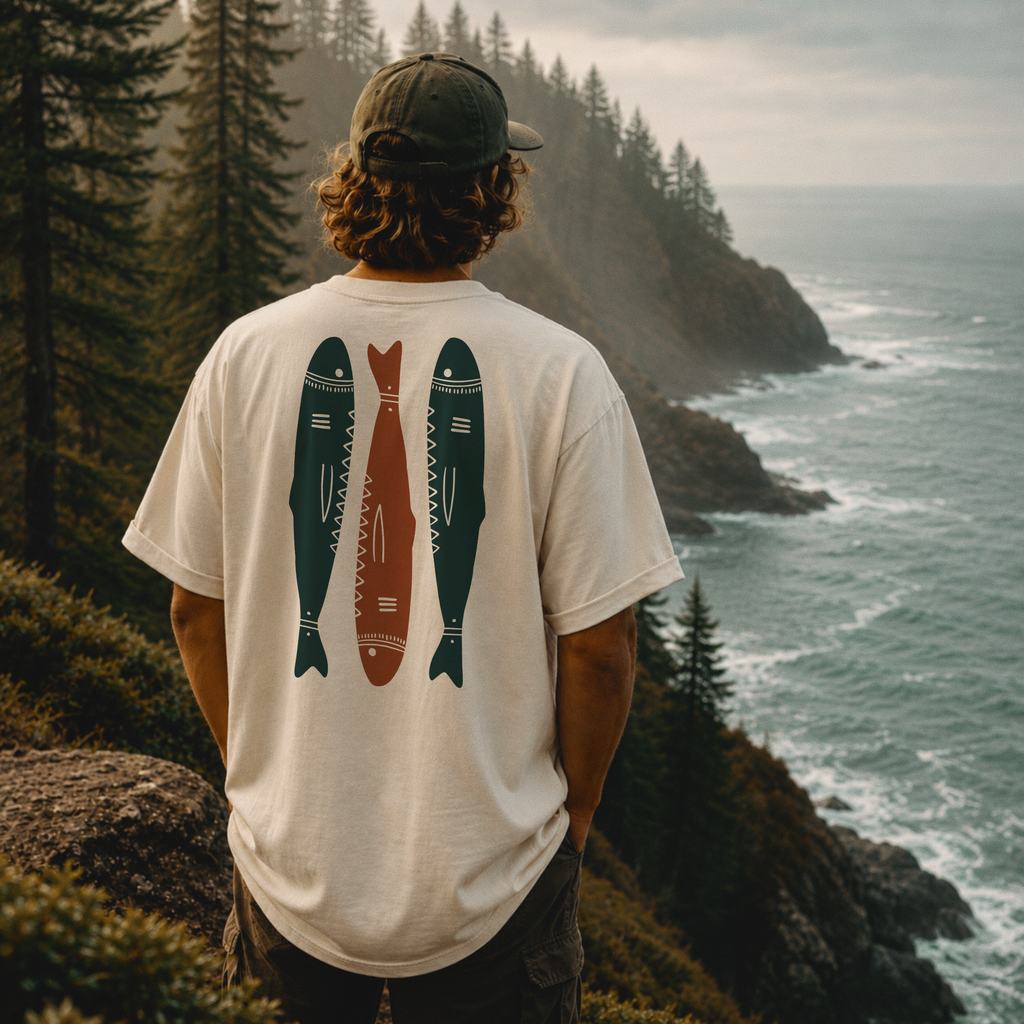 Sardine Trio Graphic Tee – Minimal Fish