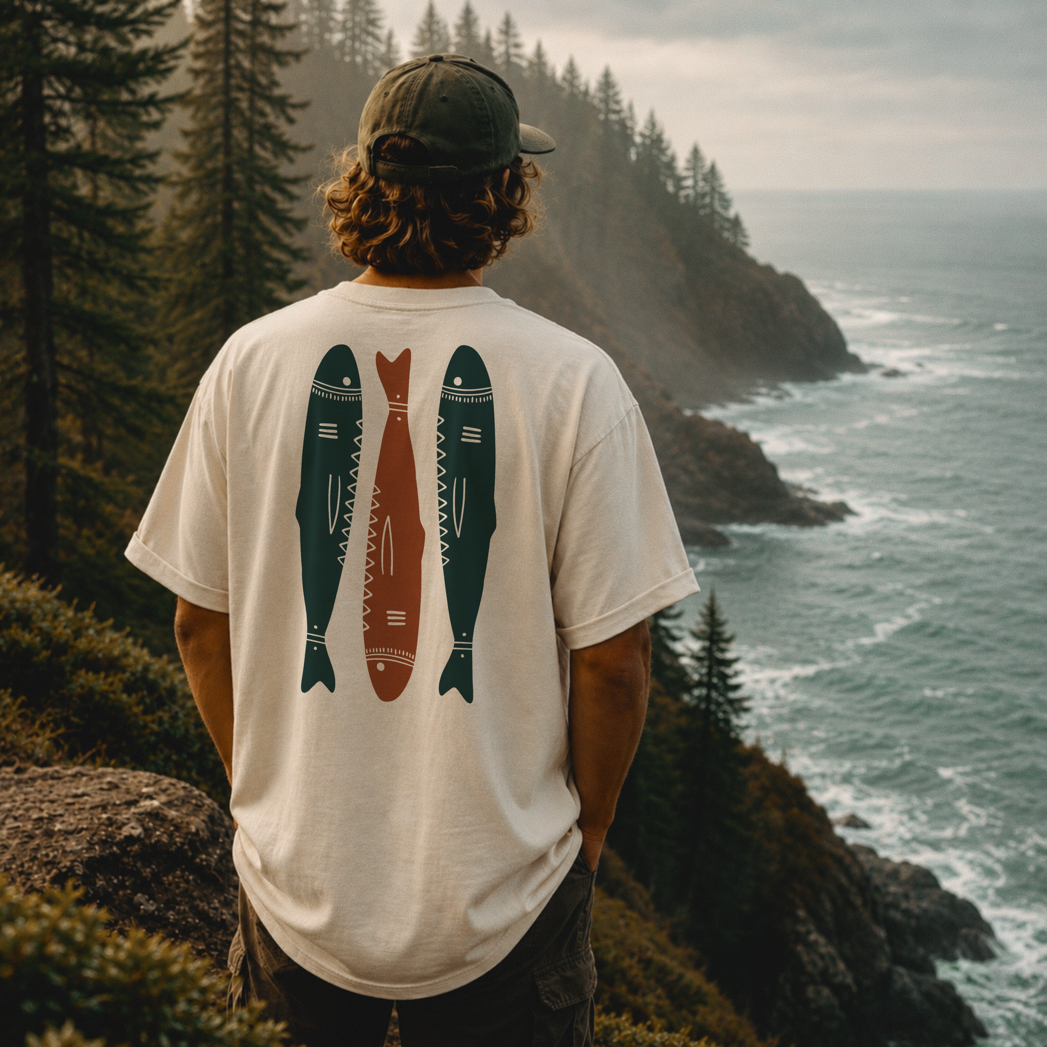 Sardine Trio Graphic Tee – Minimal Fish