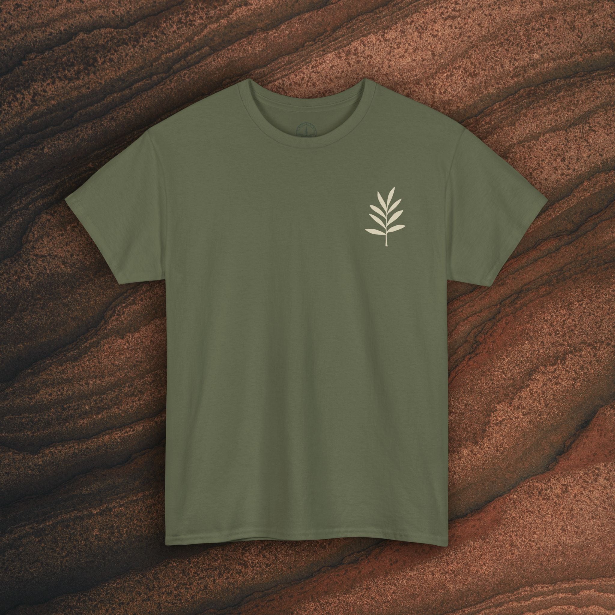 Unisex Heavy Cotton Tee — Minimal Olive Branch Graphic T-Shirt