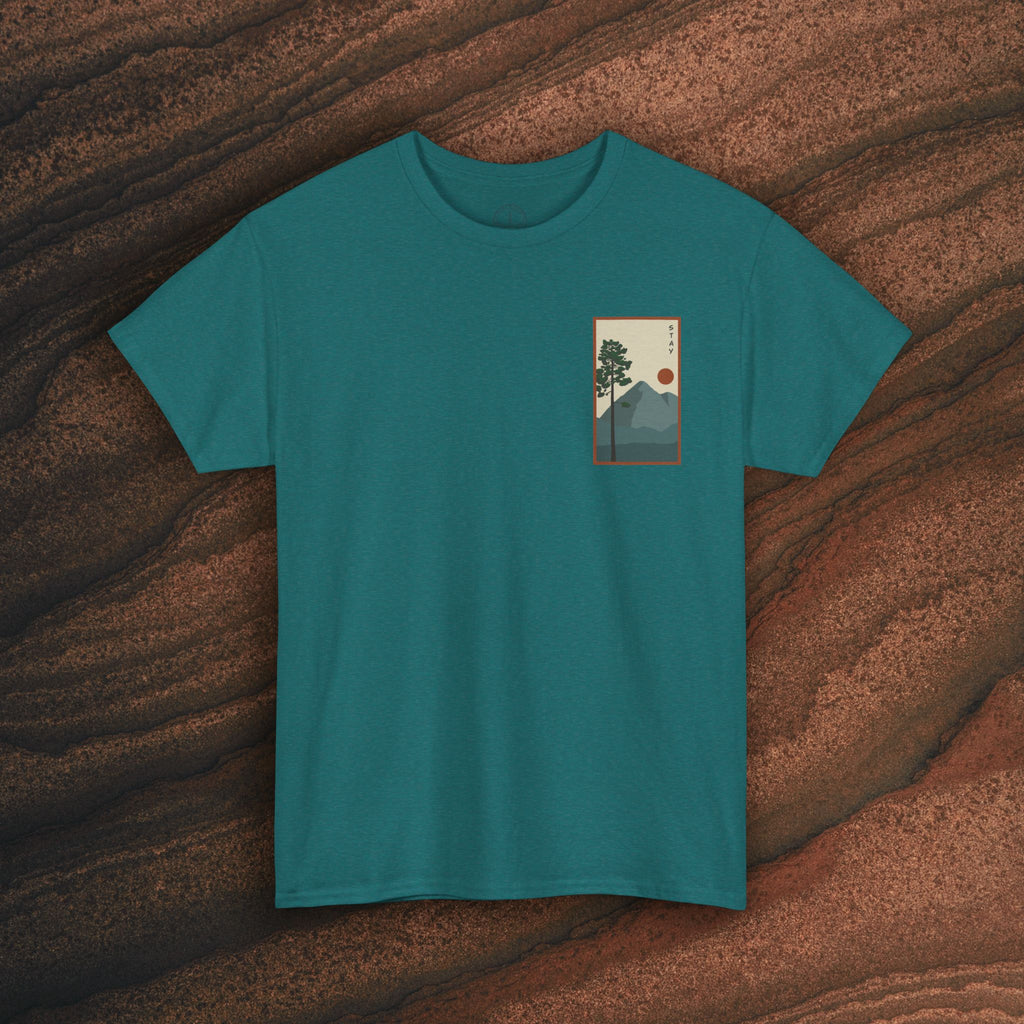 Mountain Landscape Tee – 'Stay' Graphic Nature Shirt