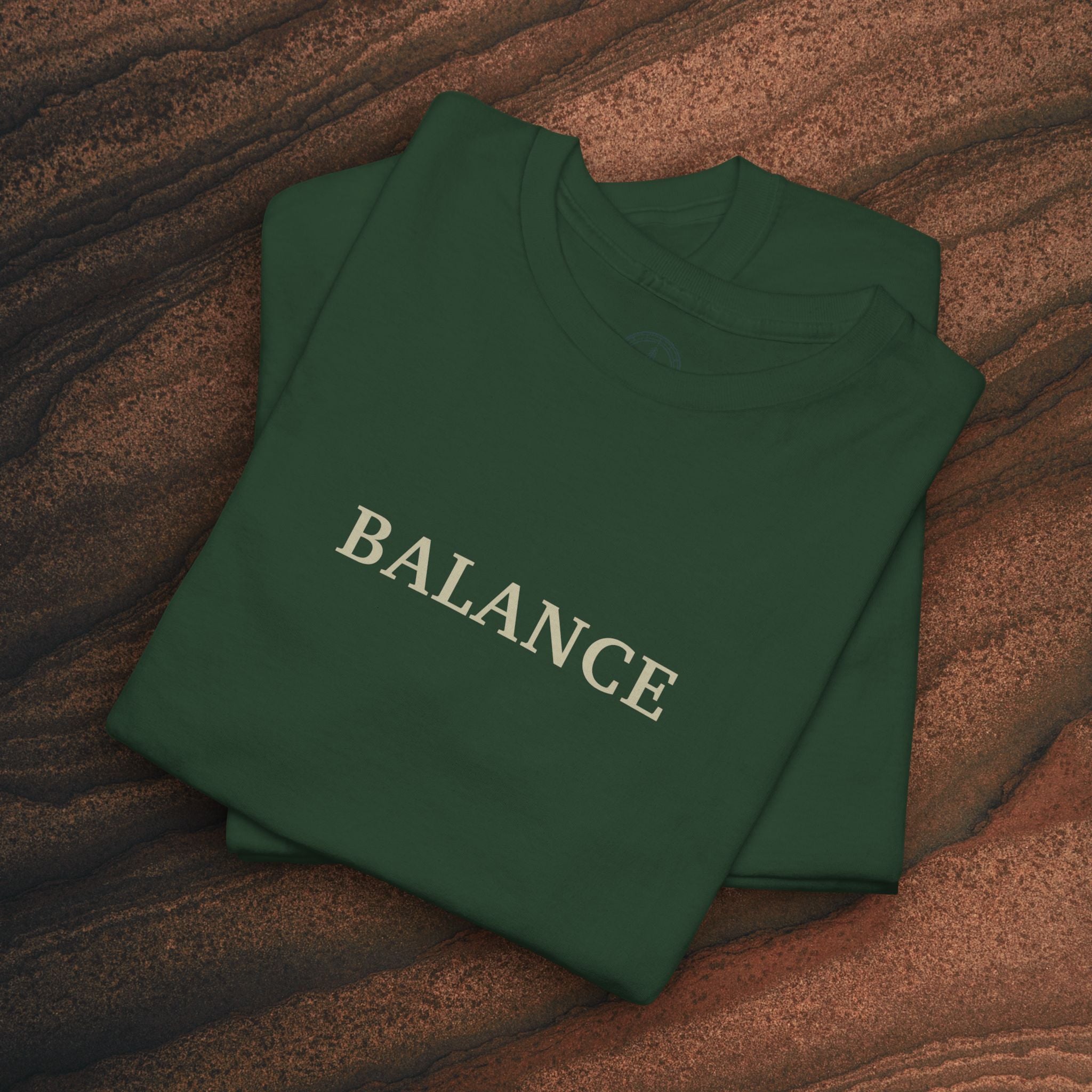 Balance T-Shirt — Minimal Balancing Stones Design