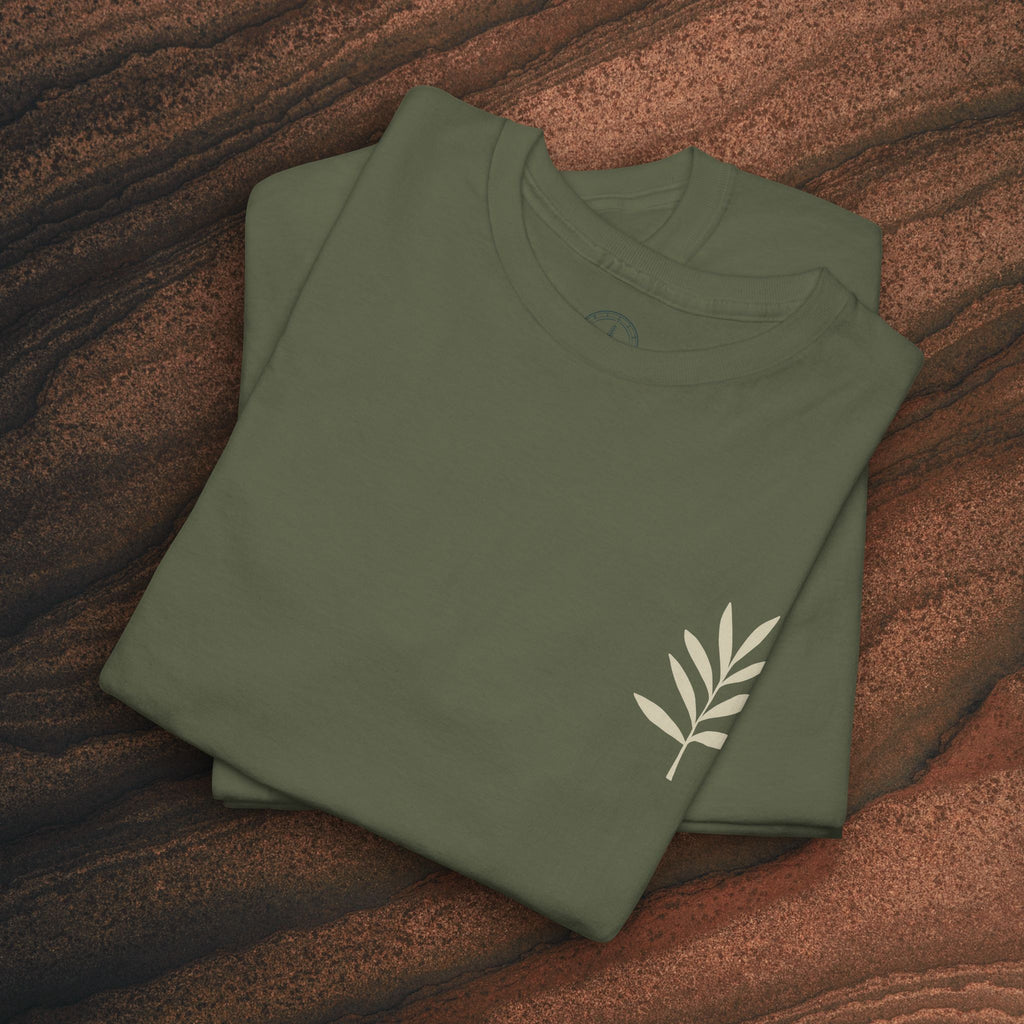 Unisex Heavy Cotton Tee — Minimal Olive Branch Graphic T-Shirt