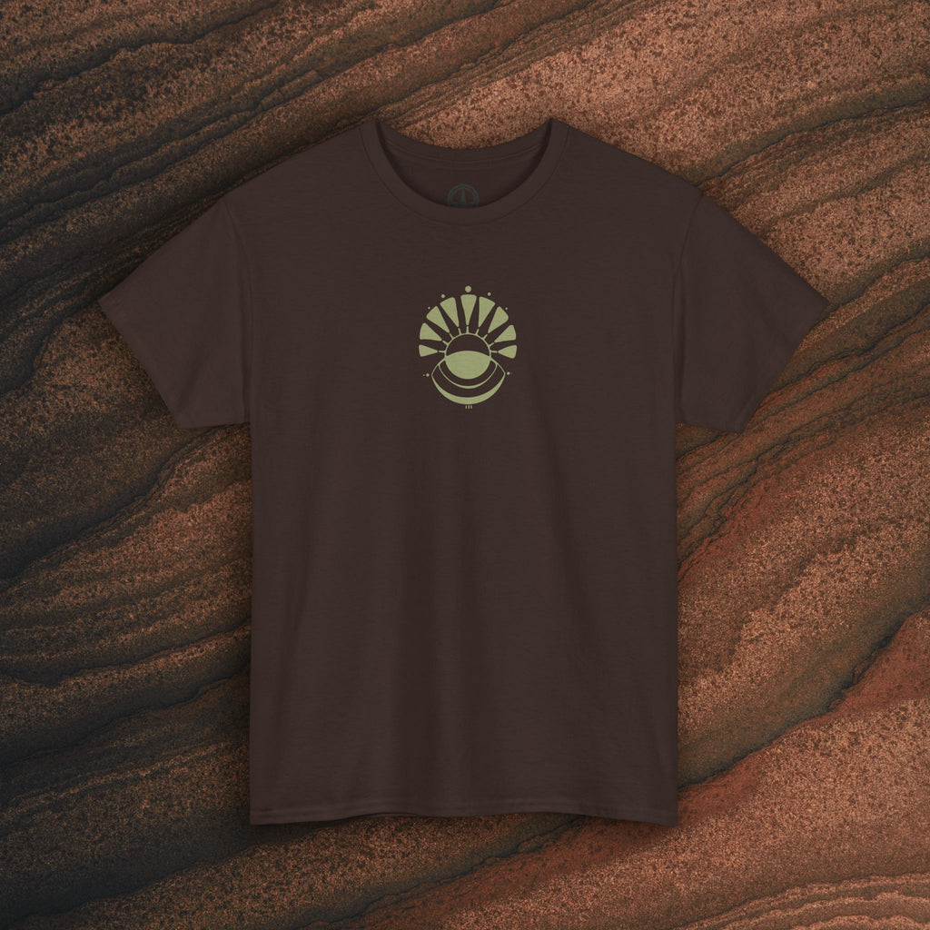 Nature Graphic Tee — Surf, Trees & Sun Vintage Panel Design
