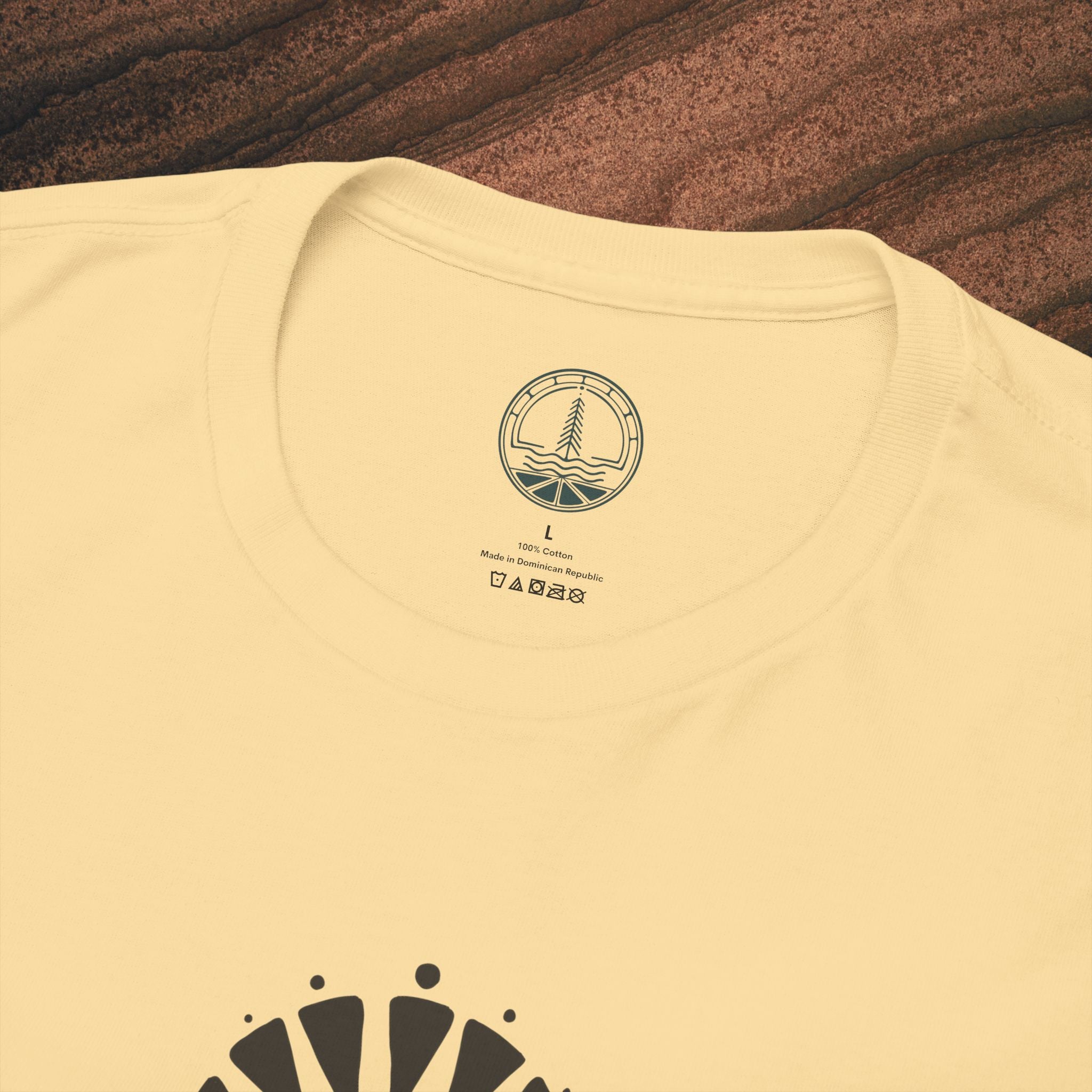 Nature Graphic Tee — Surf, Trees & Sun Vintage Panel Design